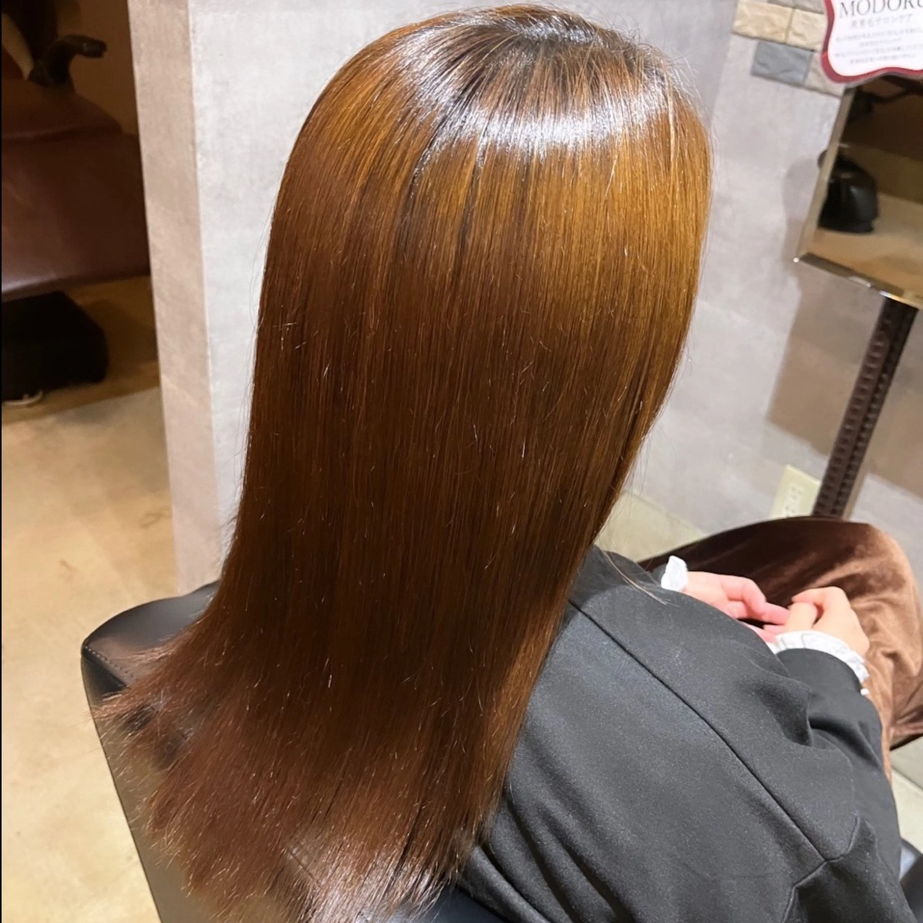 ミディアム パーマ 縮毛矯正 イロアイヘアー Renのヘアスタイル