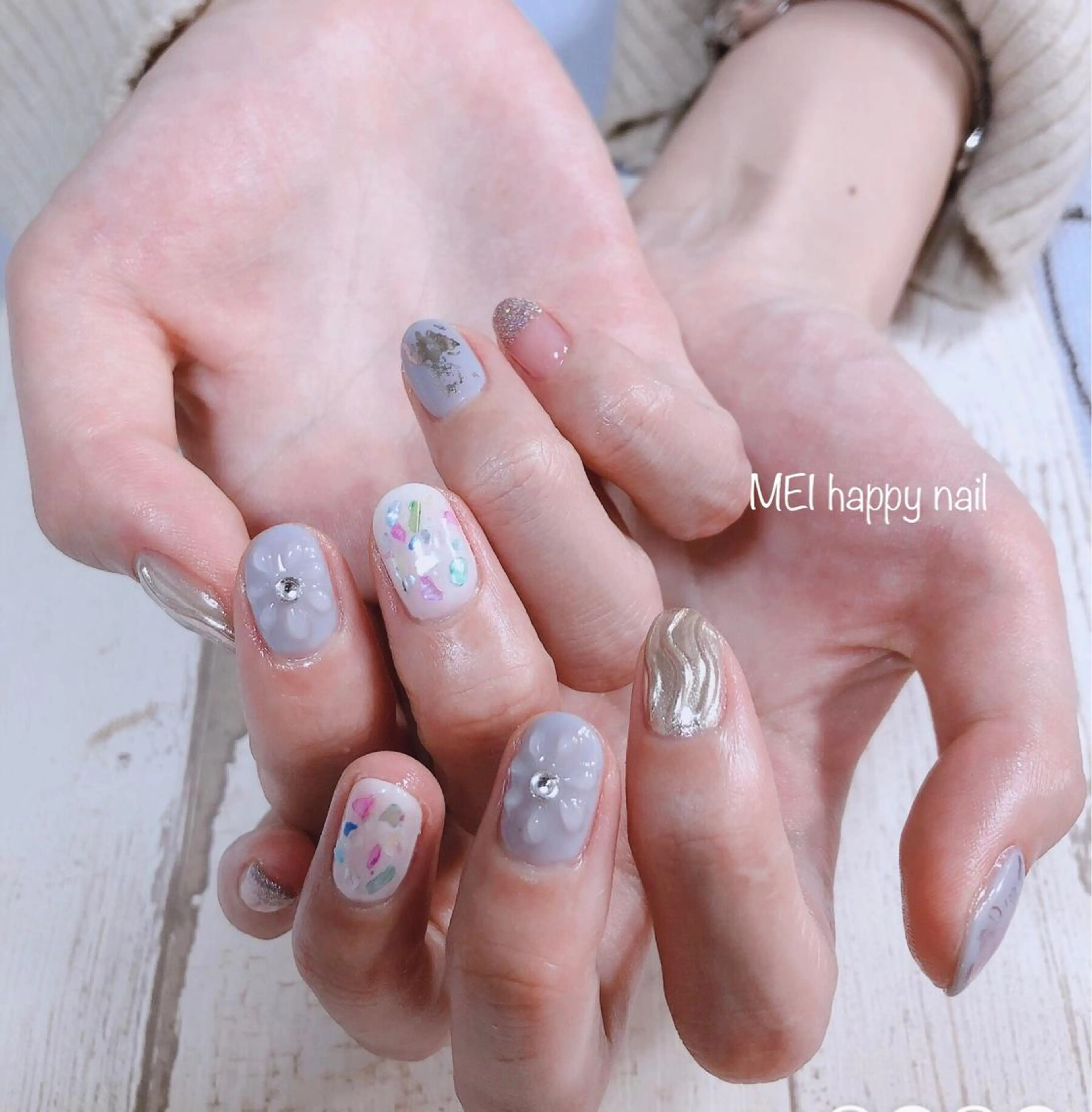 ネイル ハンドネイル 北浦和 自爪育成ケアのネイルデザイン