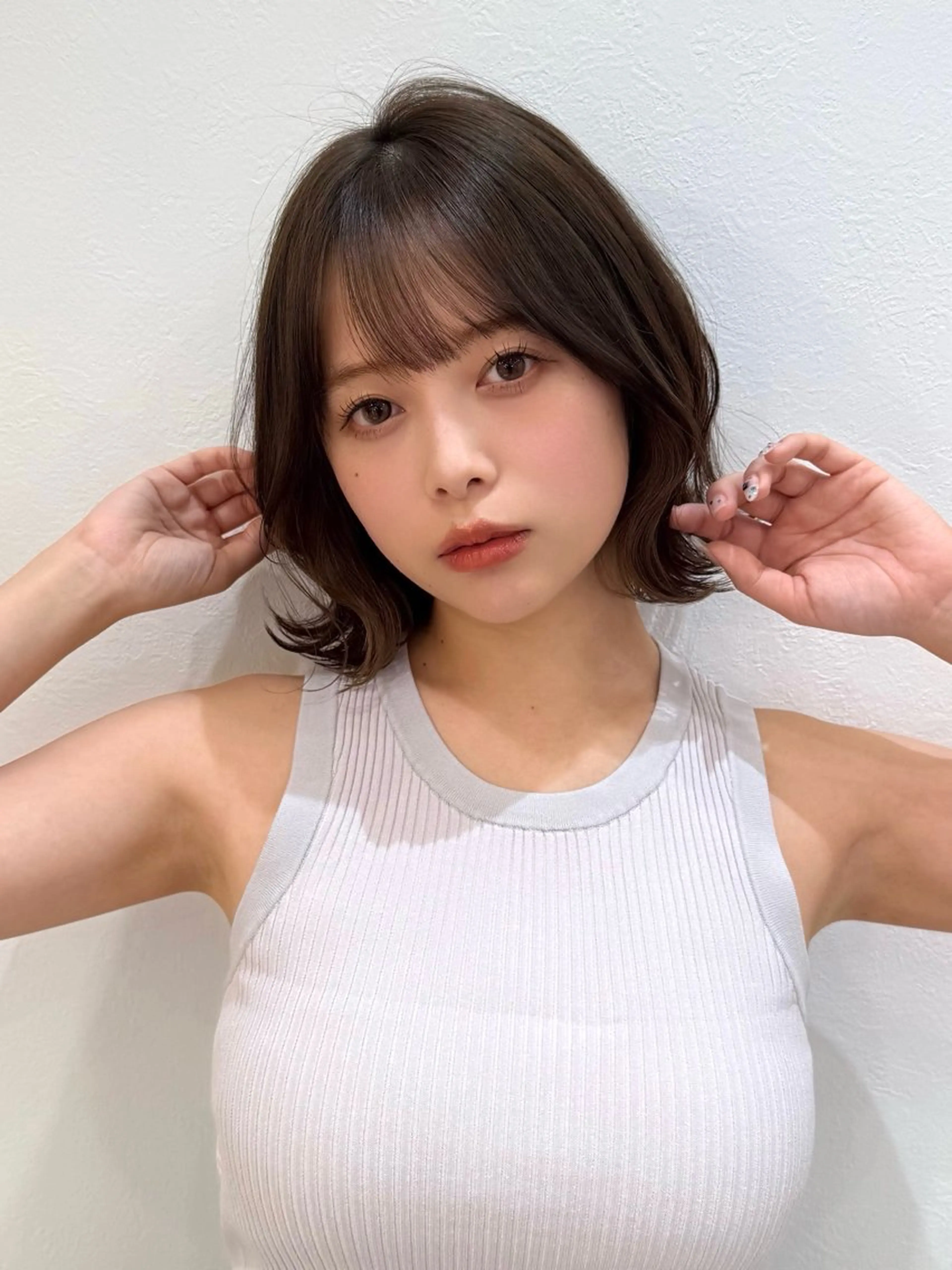 ミディアム カット ヘアカラー トリートメント 新宿/髪質改善/ボブ 韓国レイヤー大重聖斗のヘアスタイル