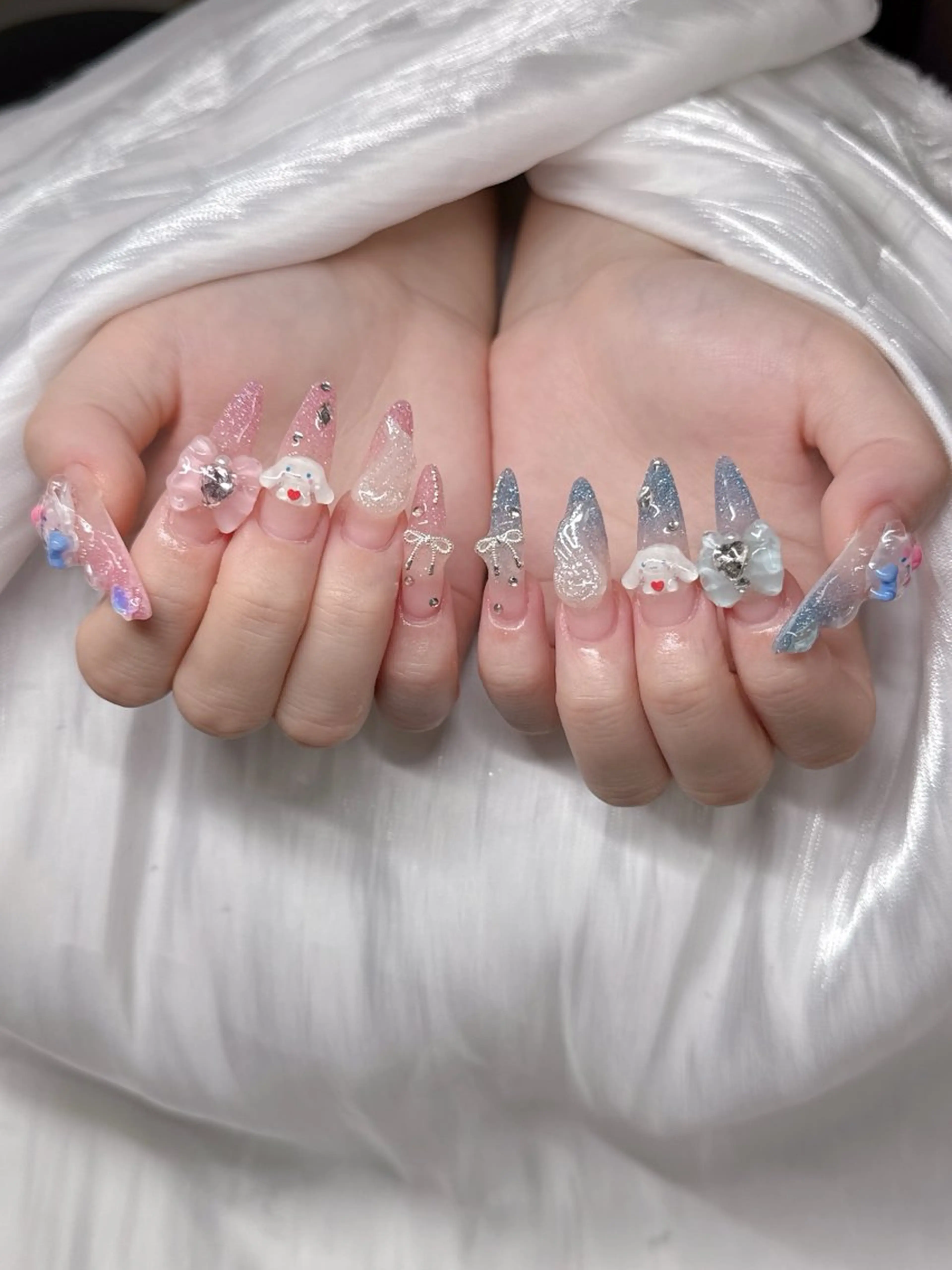 ネイル オーロラネイル チークネイル 長さ出し フットネイル フレンチネイル ハンドネイル Lee Ainのネイルデザイン