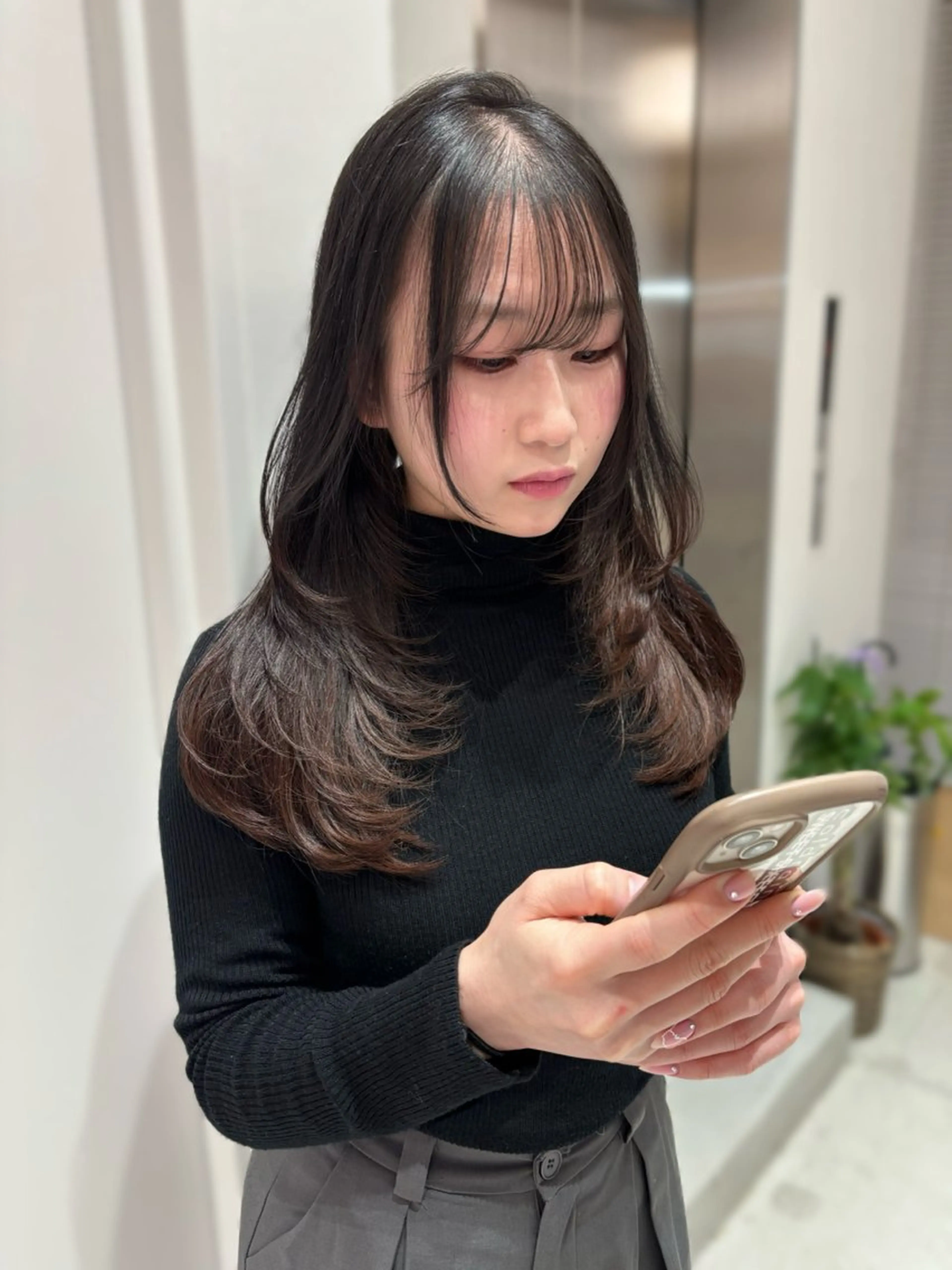 ロング 顔周りカット ハイレイヤー レイヤーカット enne栄店 fukaのヘアスタイル