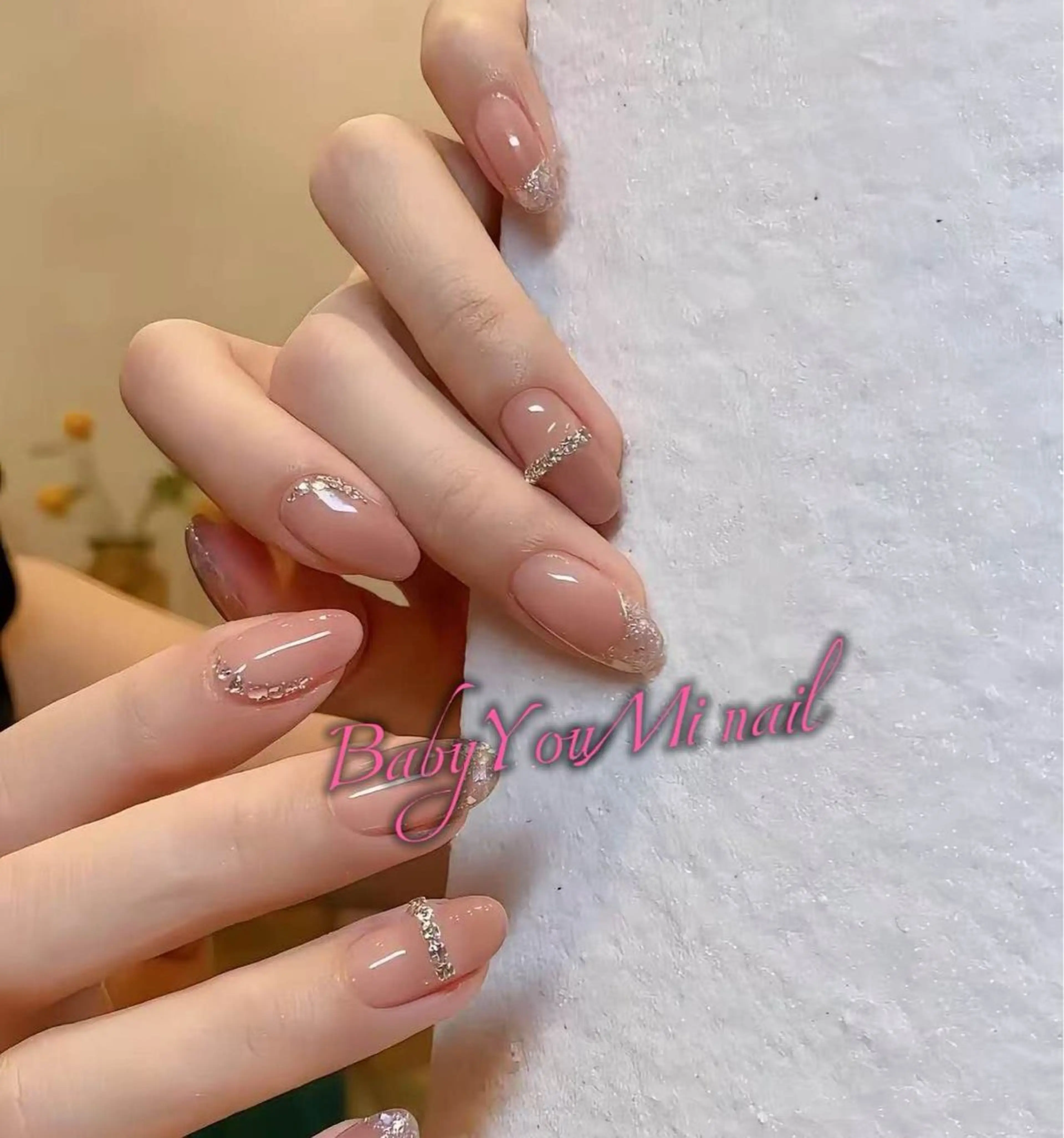 ネイル オーロラネイル チークネイル 成人式 フットネイル フレンチネイル ハンドネイル BabyYouMi nailのネイルデザイン