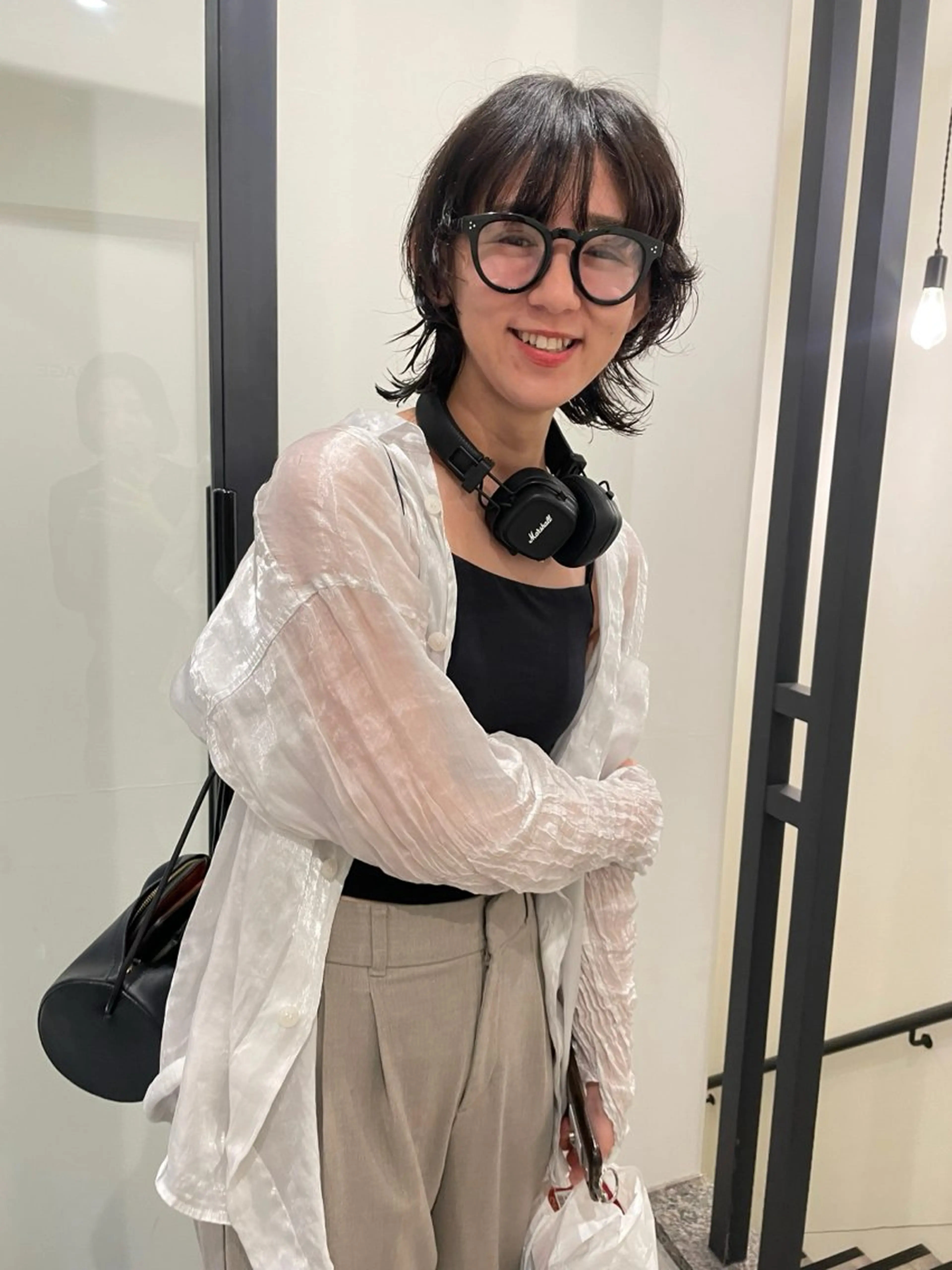 ミディアム カラー ミディアムパーマ ウルフカット カット パーマ 渋谷 留菜のヘアスタイル