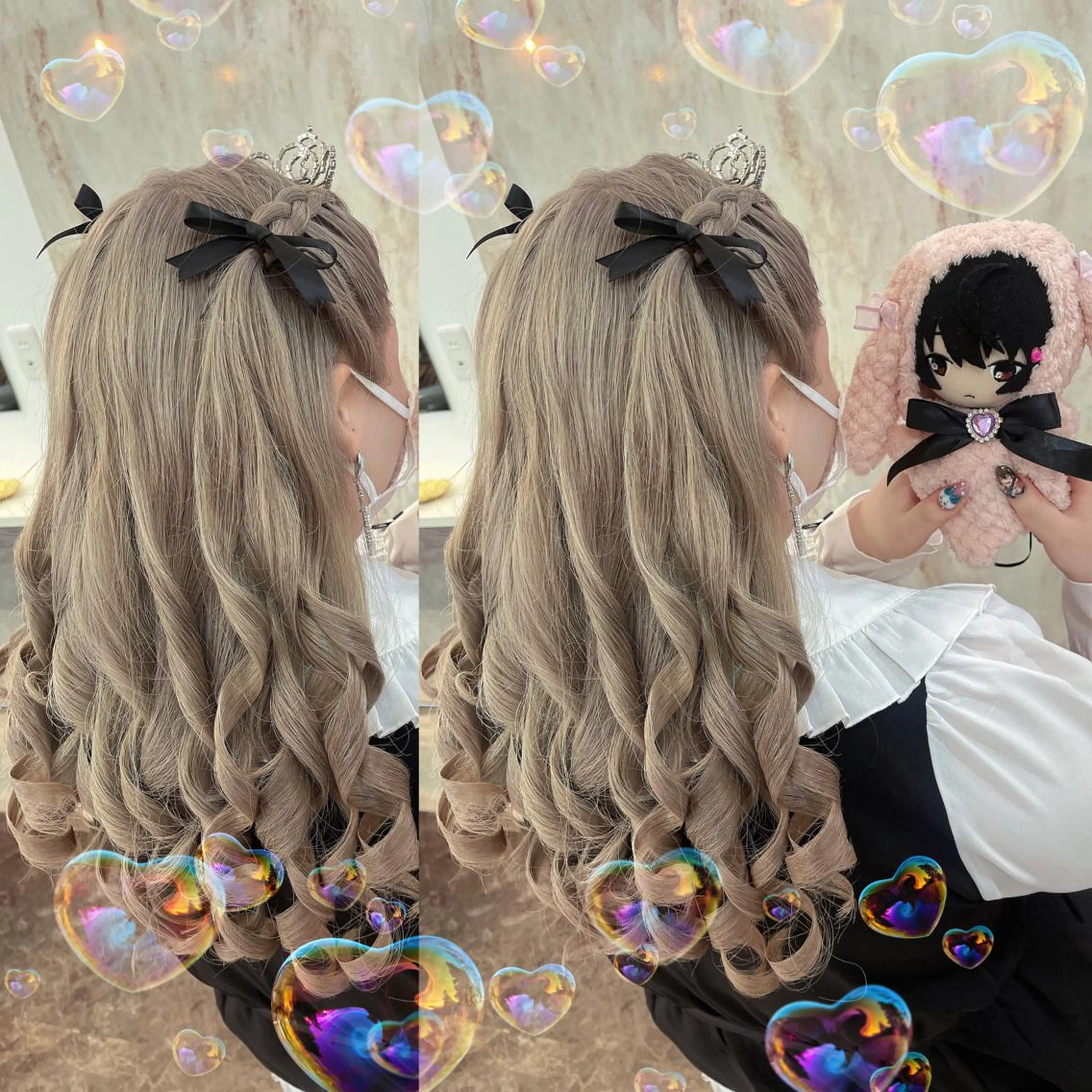 ヘアアレンジ 結婚式・ブライダル シールエクステ エクステ ウルフカット ヘアセット 🦋ami/浦和 ブリーチカラー🦋のヘアスタイル