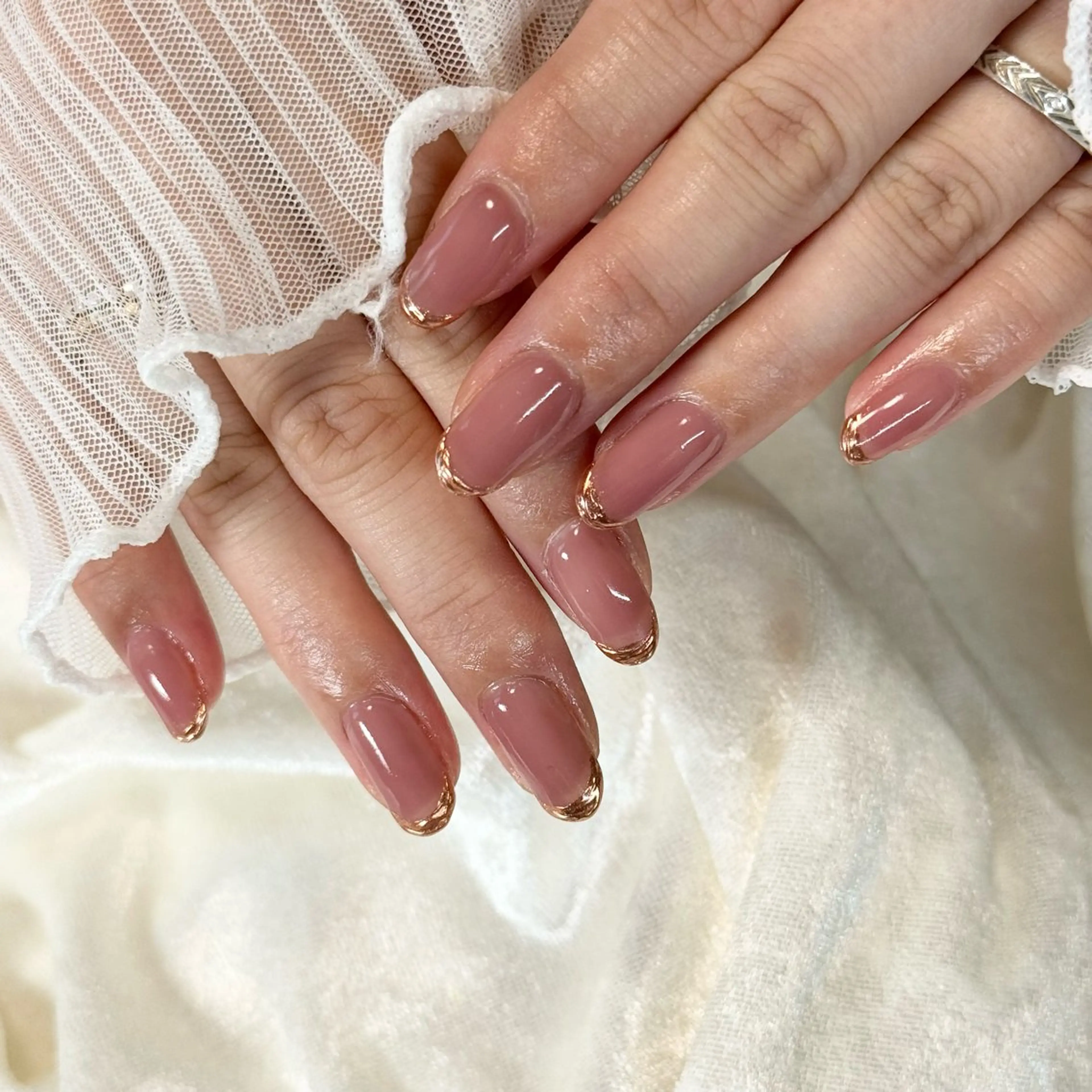 ネイル フレンチネイル ミラーネイル ハンドネイル Hana_ Rieのネイルデザイン