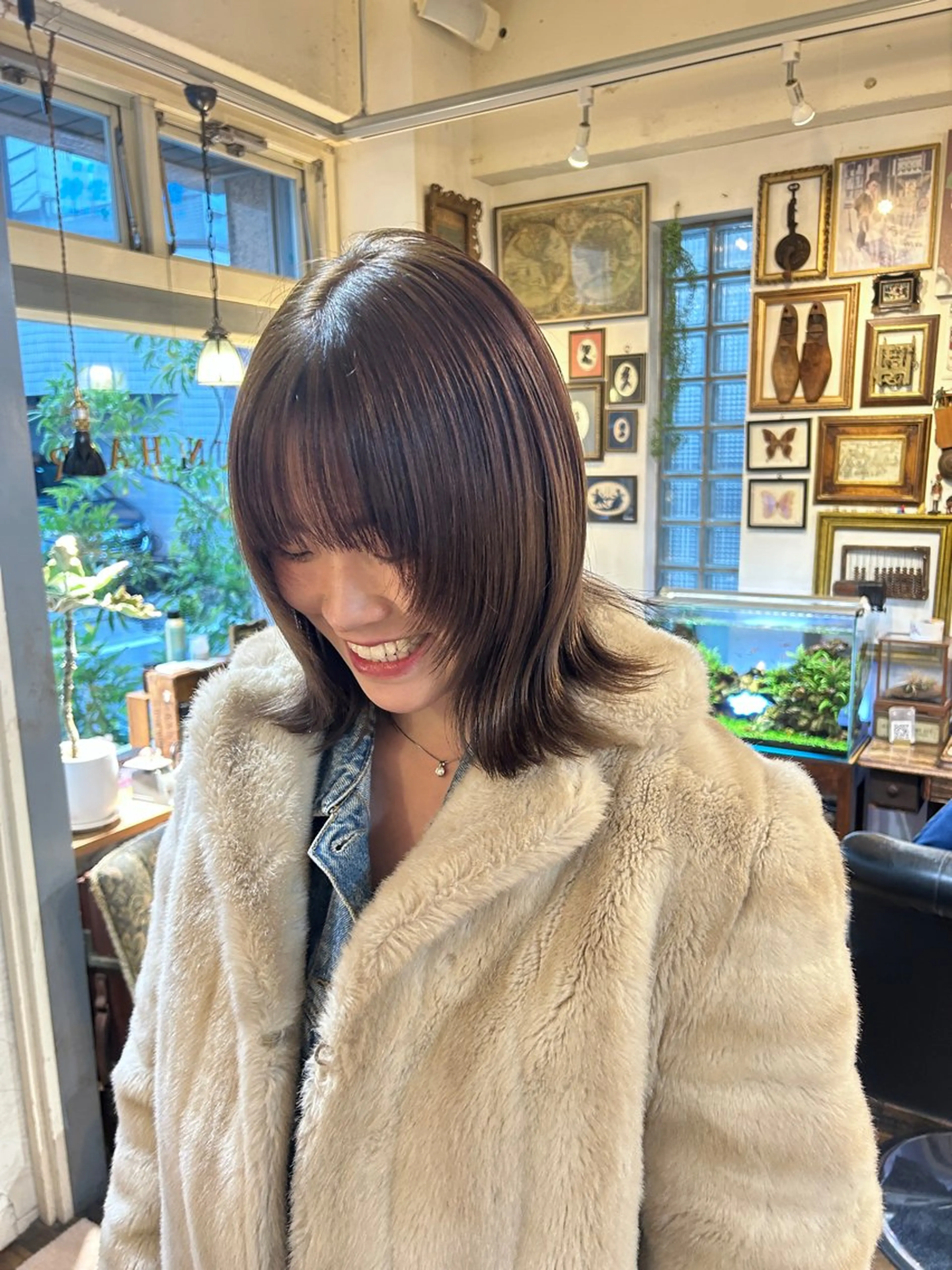 ミディアム カラー カット ヘアカラー トリートメント ヘッドスパ 清水千優/パーマ/透 明感カラー/メンズのヘアスタイル