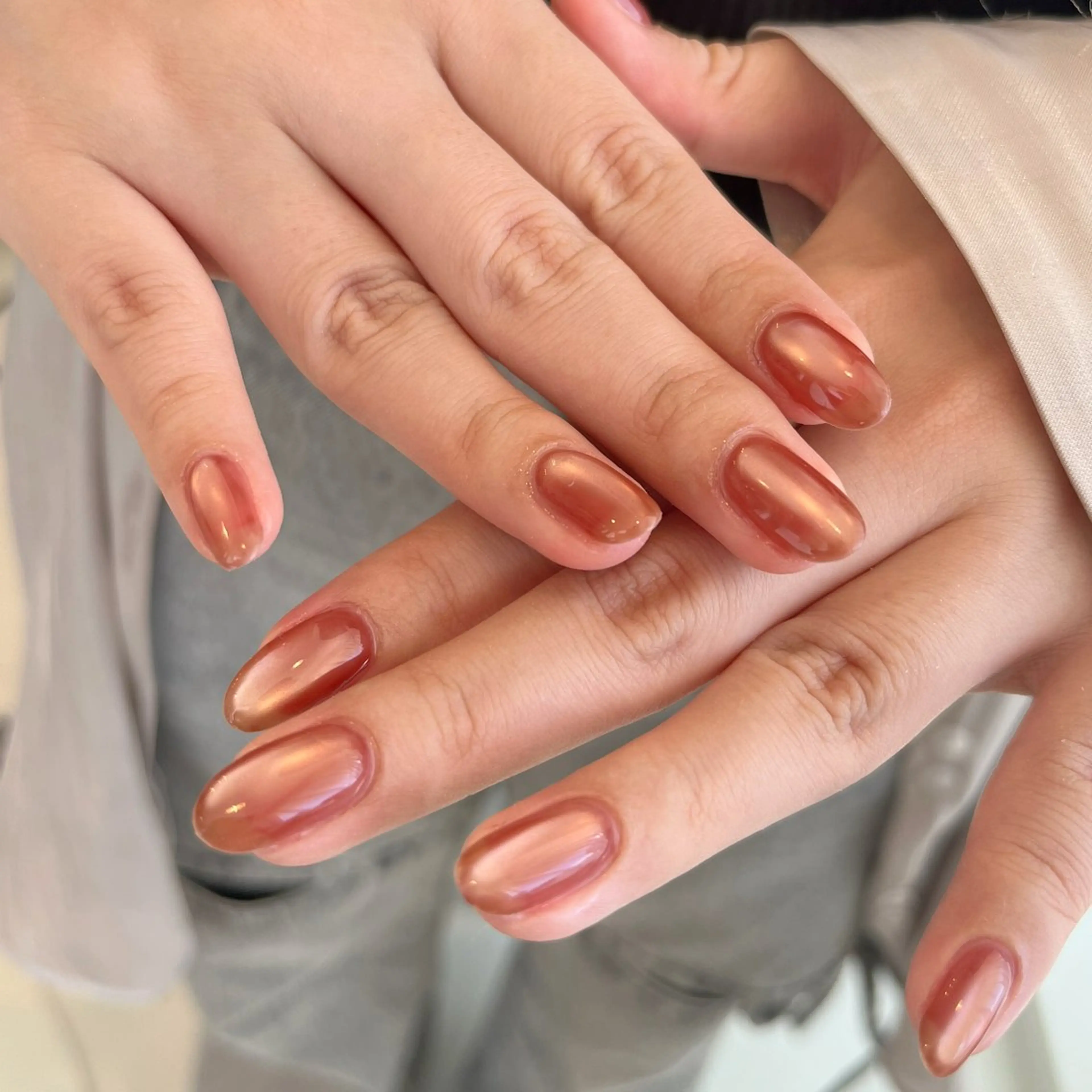 ネイル ブラウン オレンジ pétit所属・petit sarina..ෆのネイルデザイン