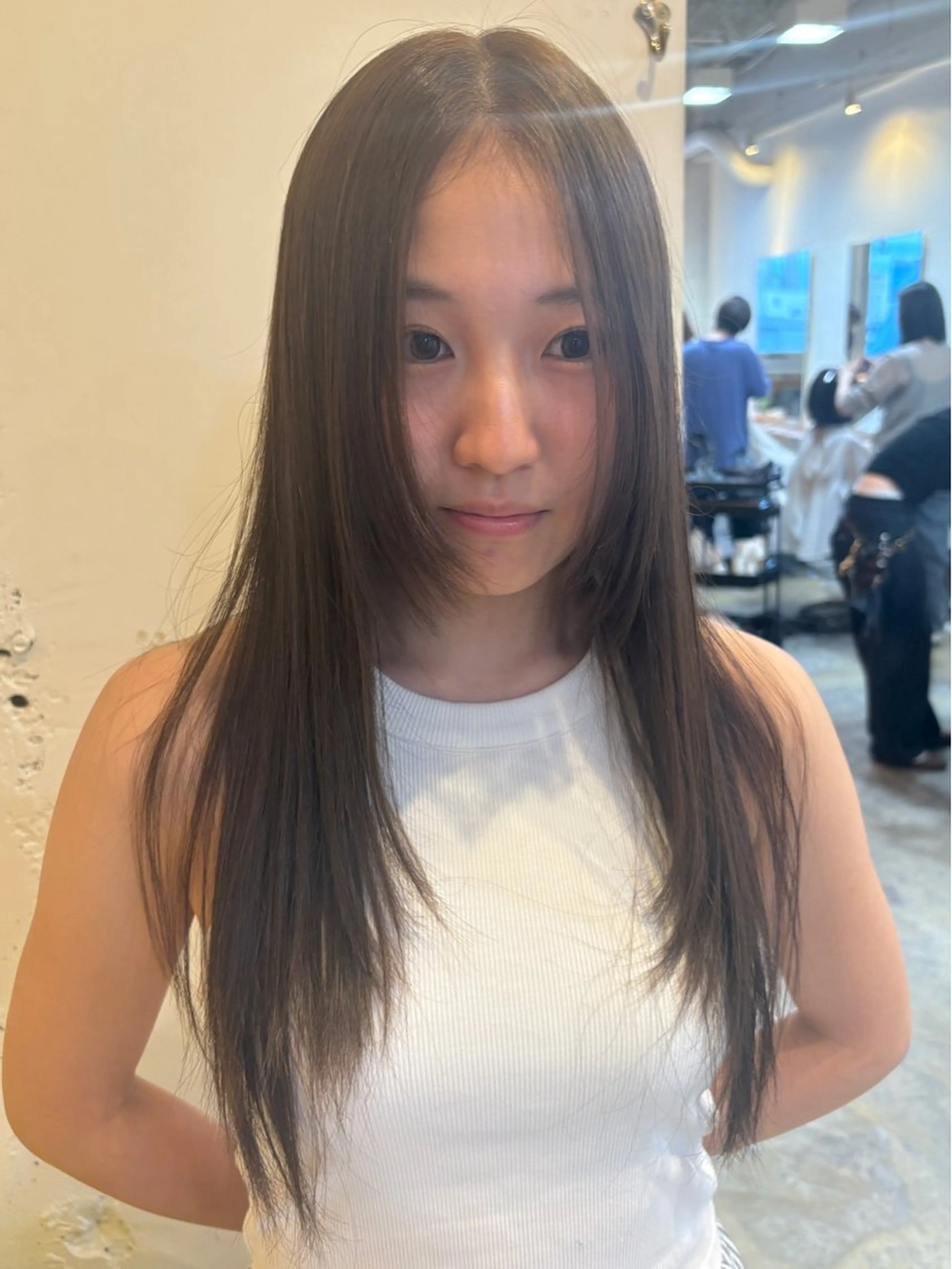 ロング カラー カット ヘアカラー トリートメント RIN／韓国ヘア レイヤーカットのヘアスタイル