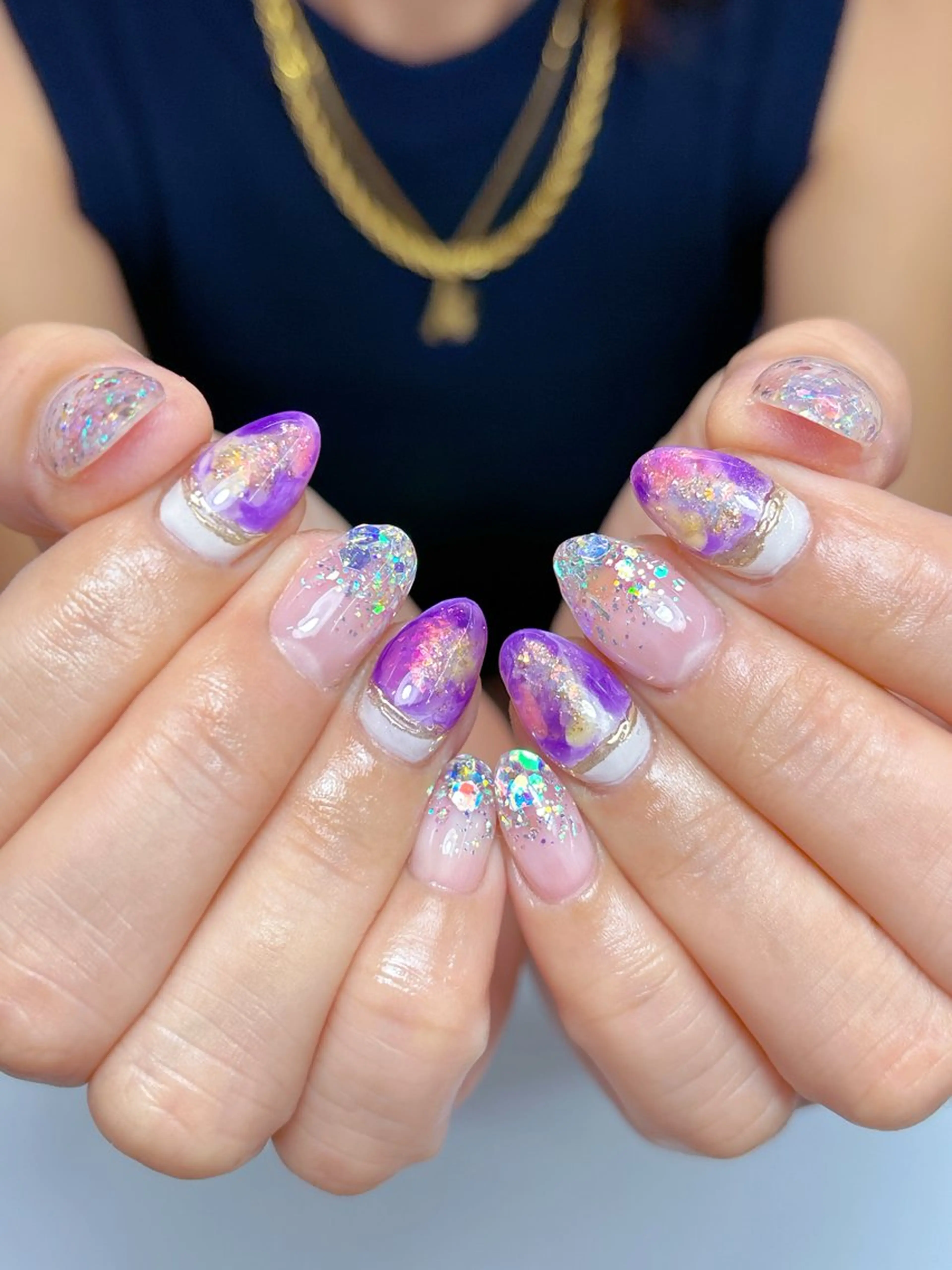 ネイル ラメ(グリッター) ニュアンスネイル ハンドネイル ネイルサロンmia所属・西荻窪ネイルサロン miaのネイルデザイン