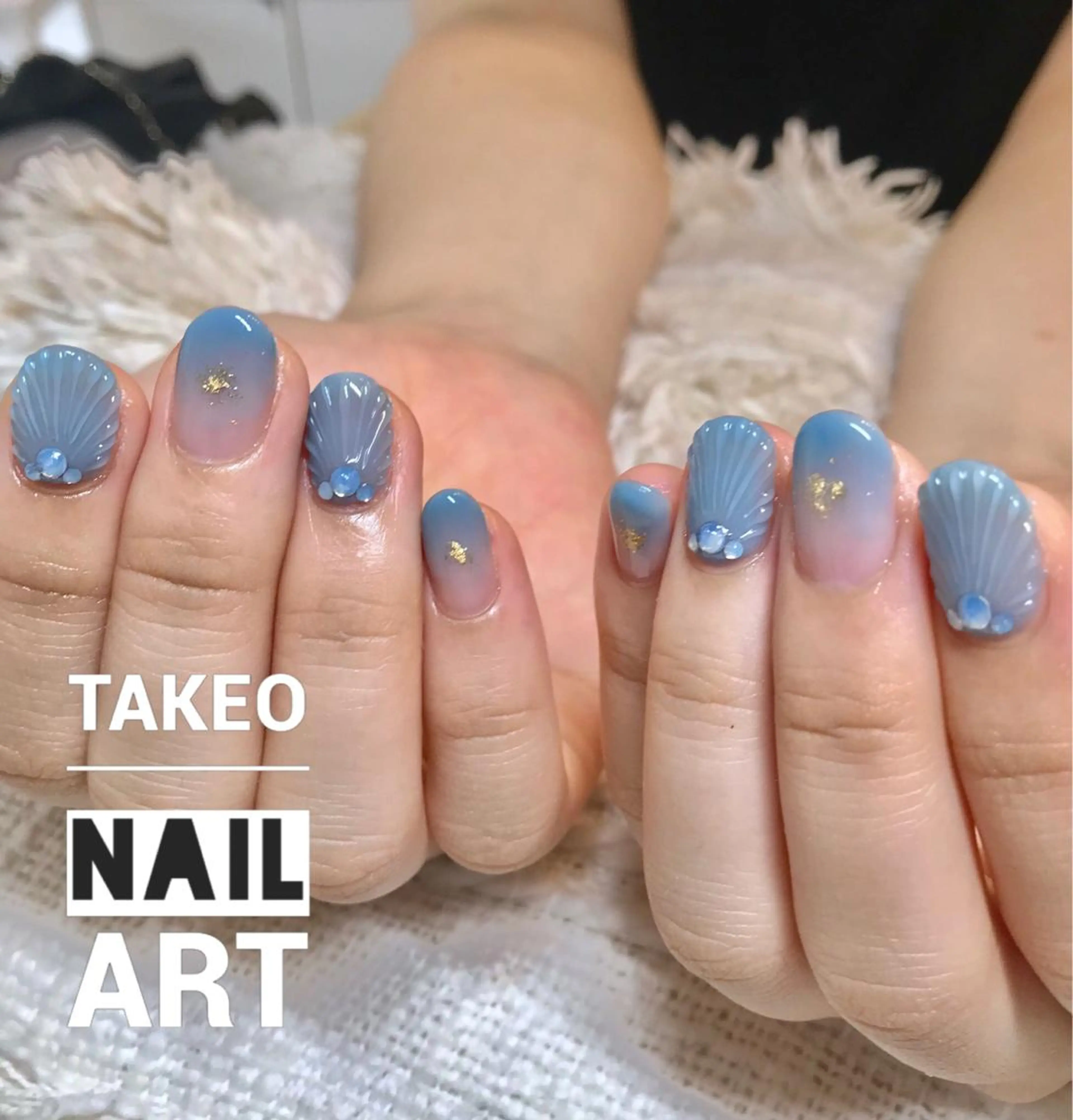 ショート カラー ネイル ブルーカラー ブルー クリアネイル ハンドネイル ハンドケア nail&eye Aoのマツエク・マツパデザイン