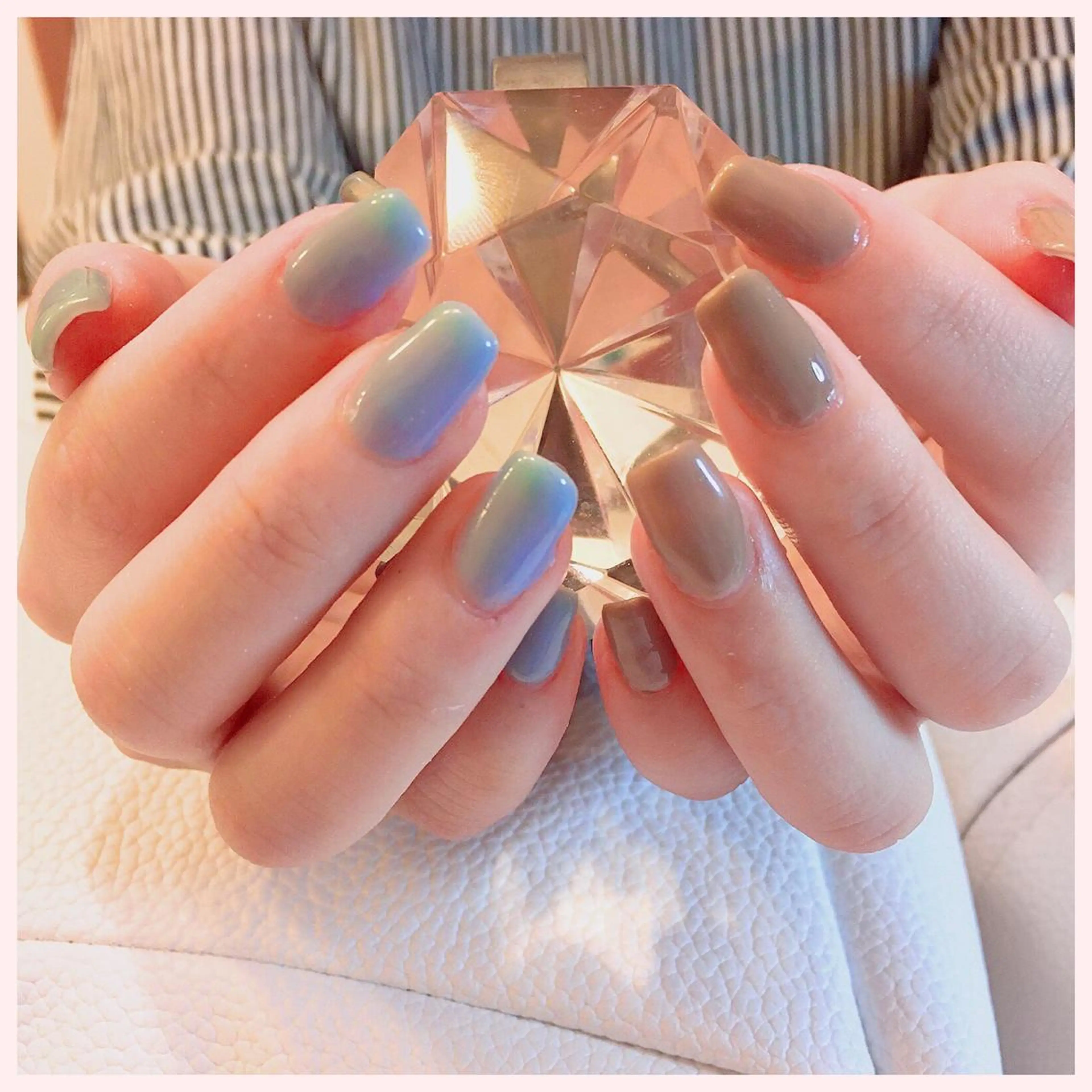 ネイル ブルー クリアネイル ハンドネイル Mplus miyukiのネイルデザイン