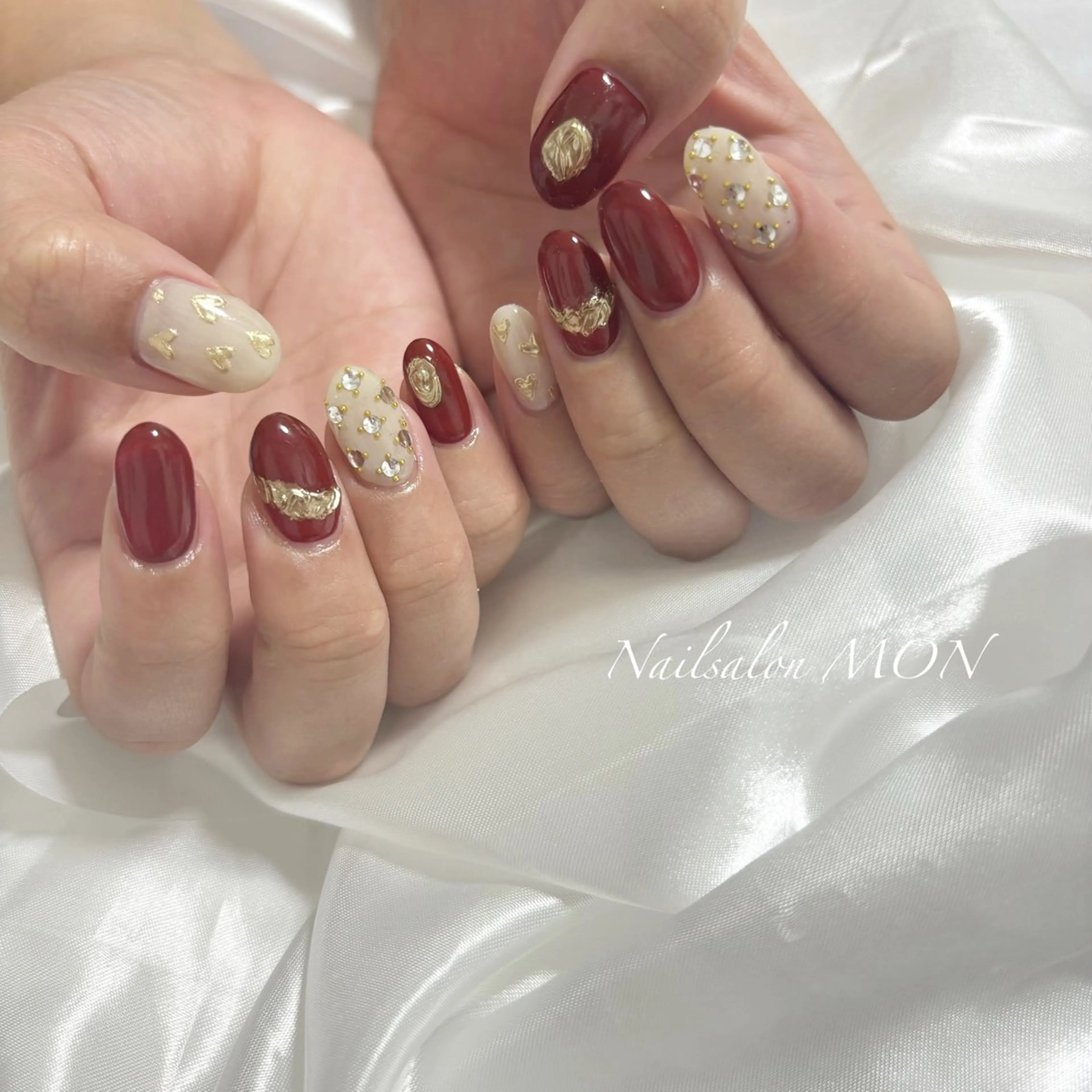 ネイル ストーンネイル ハンドネイル Nailsalon MONのネイルデザイン