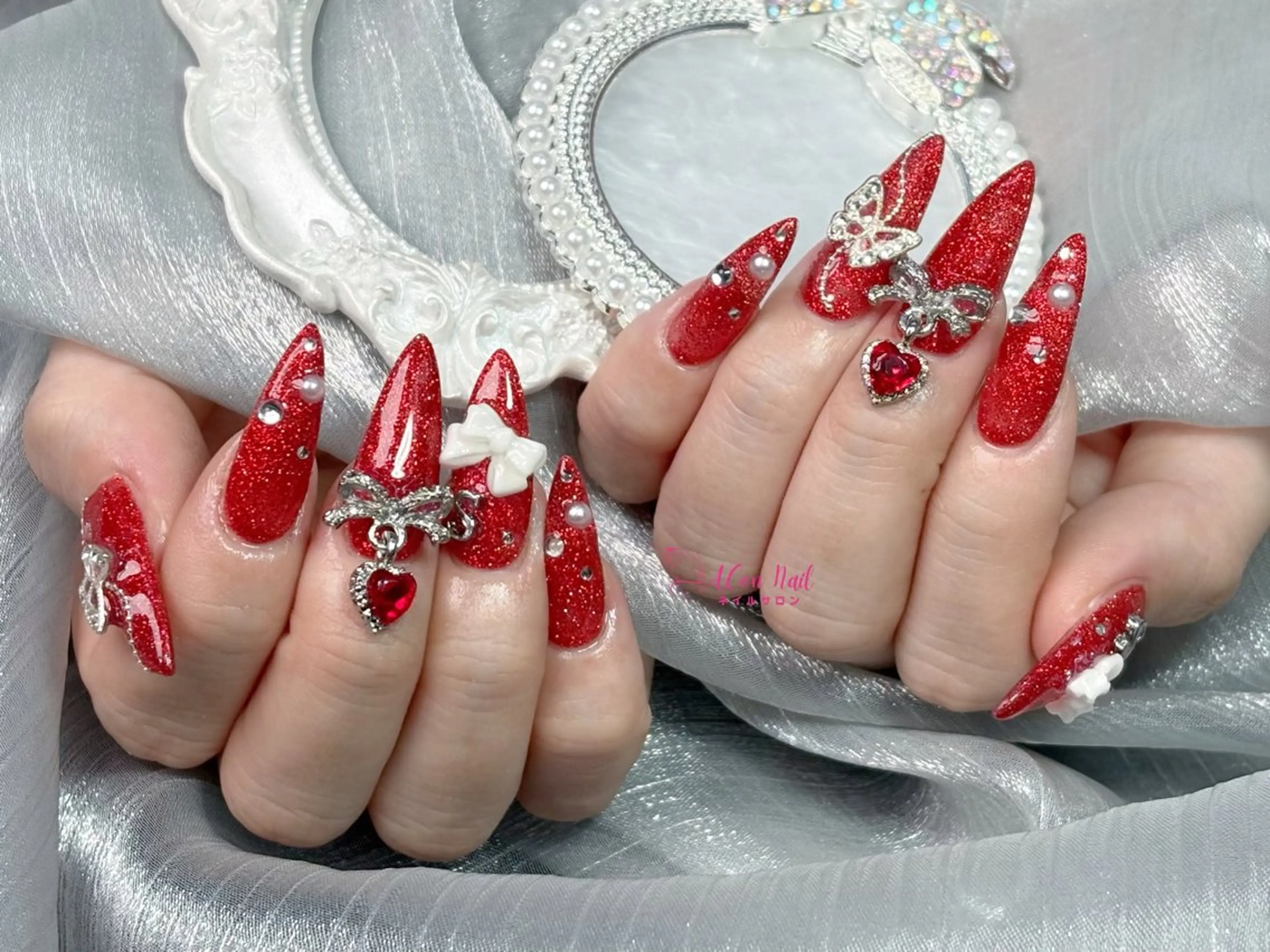 ネイル 桜ネイル 長さ出し フラワーネイル フレンチネイル ジェルネイル ハンドネイル AConNailSalon所属・ACon NailSalonのネイルデザイン