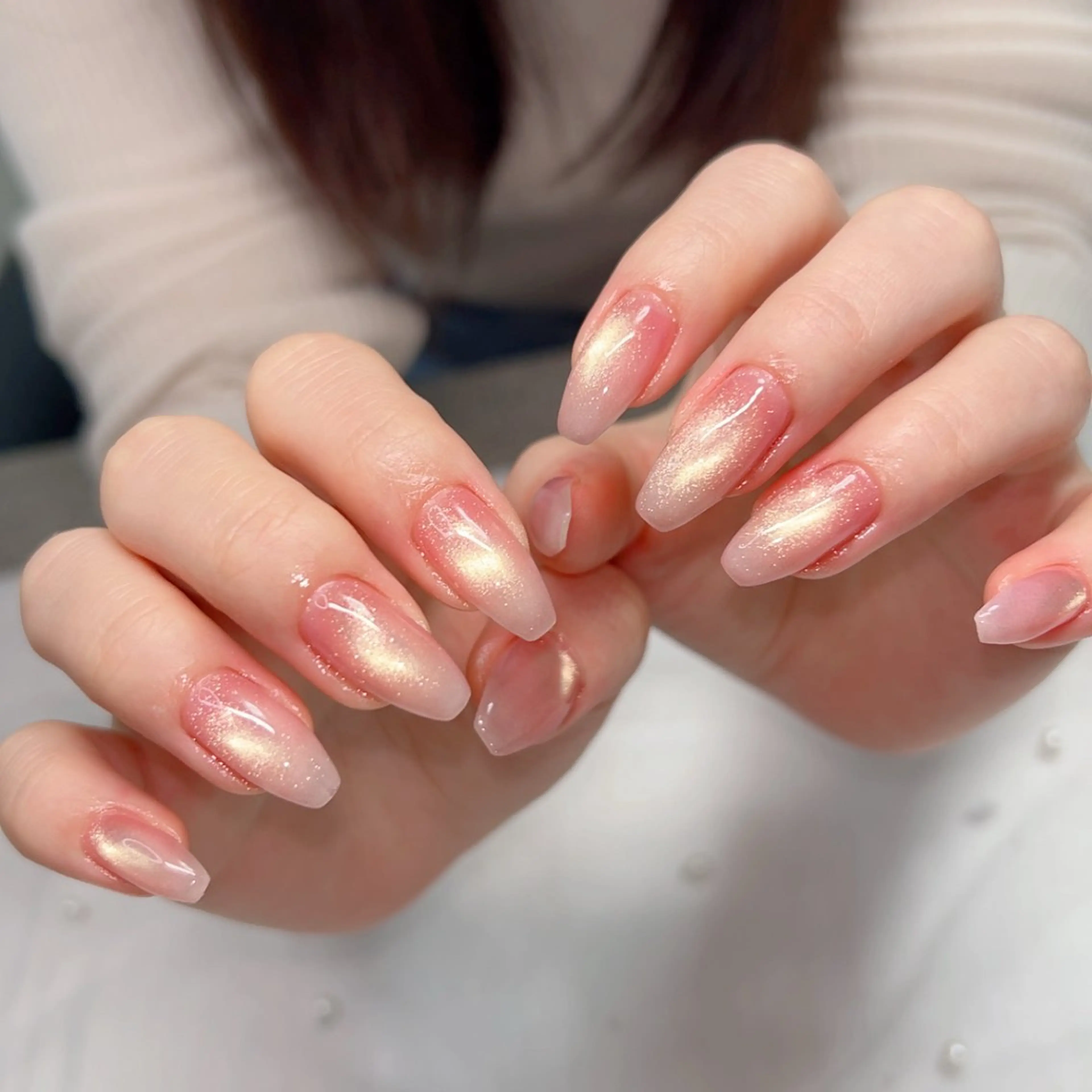 ネイル オーロラネイル ミラーネイル オフィスネイル ワンカラーネイル シンプルネイル ハンドネイル Cute Tips nailのネイルデザイン