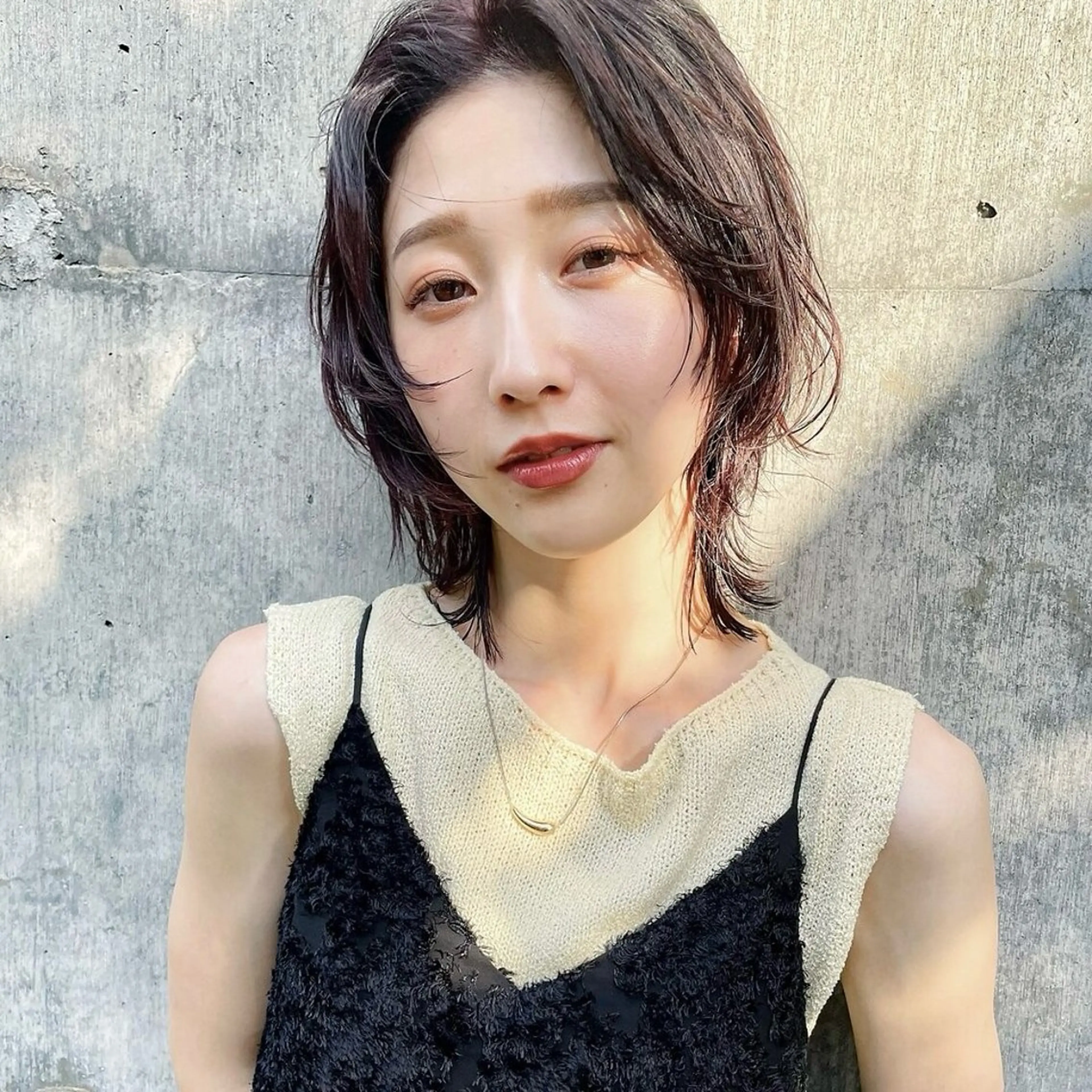 ミディアム カラー パーマ ミディアムパーマ ウルフカット カット ヘアカラー パーマ トリートメント YUKO/ 似合わせ韓国風パーマのヘアスタイル