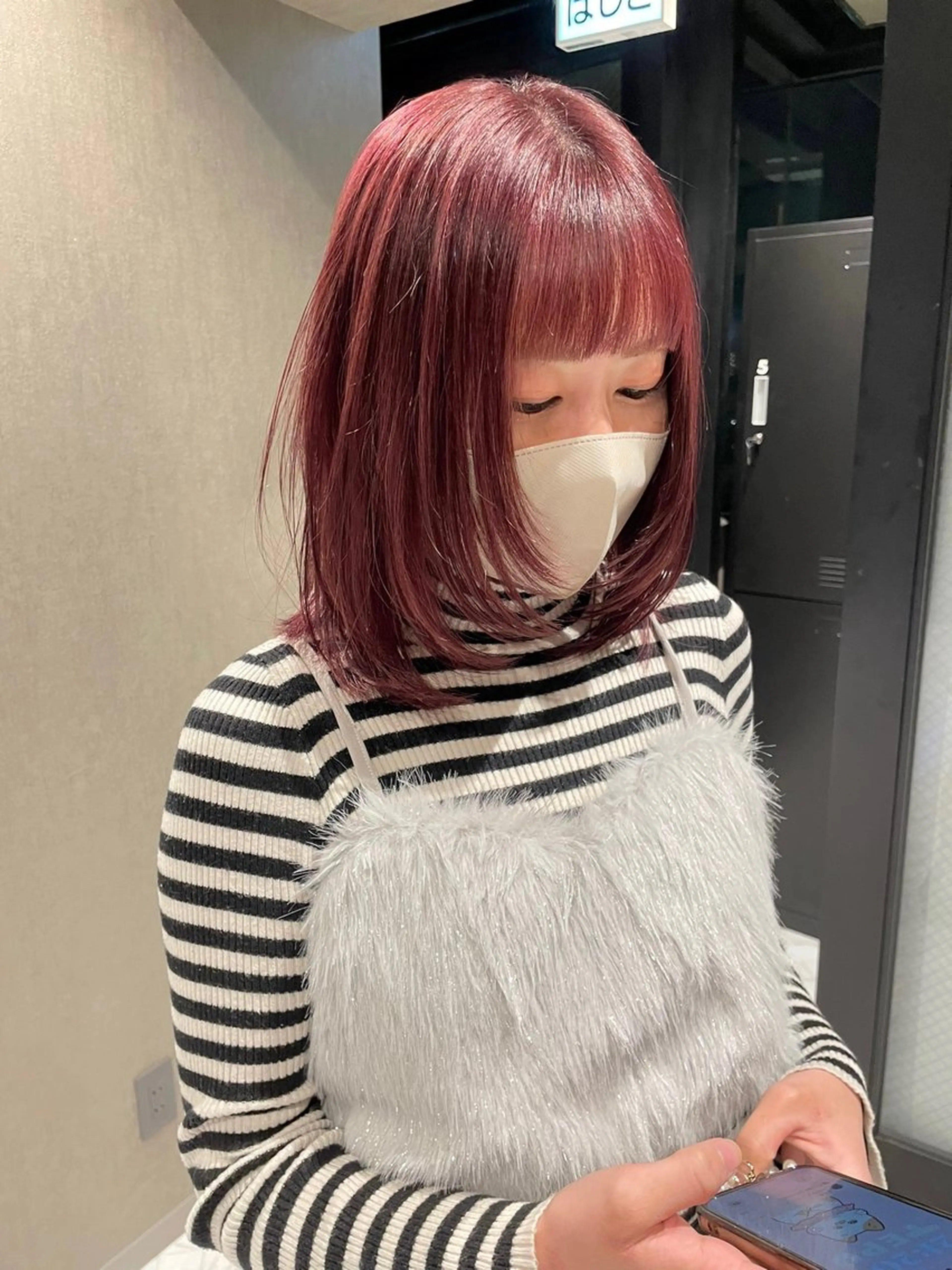 ミディアム カラー ブラウンカラー ピンクカラー レイヤーカット カット ヘアカラー トリートメント パーマ、ストパー モデル募集、ちはるのヘアスタイル