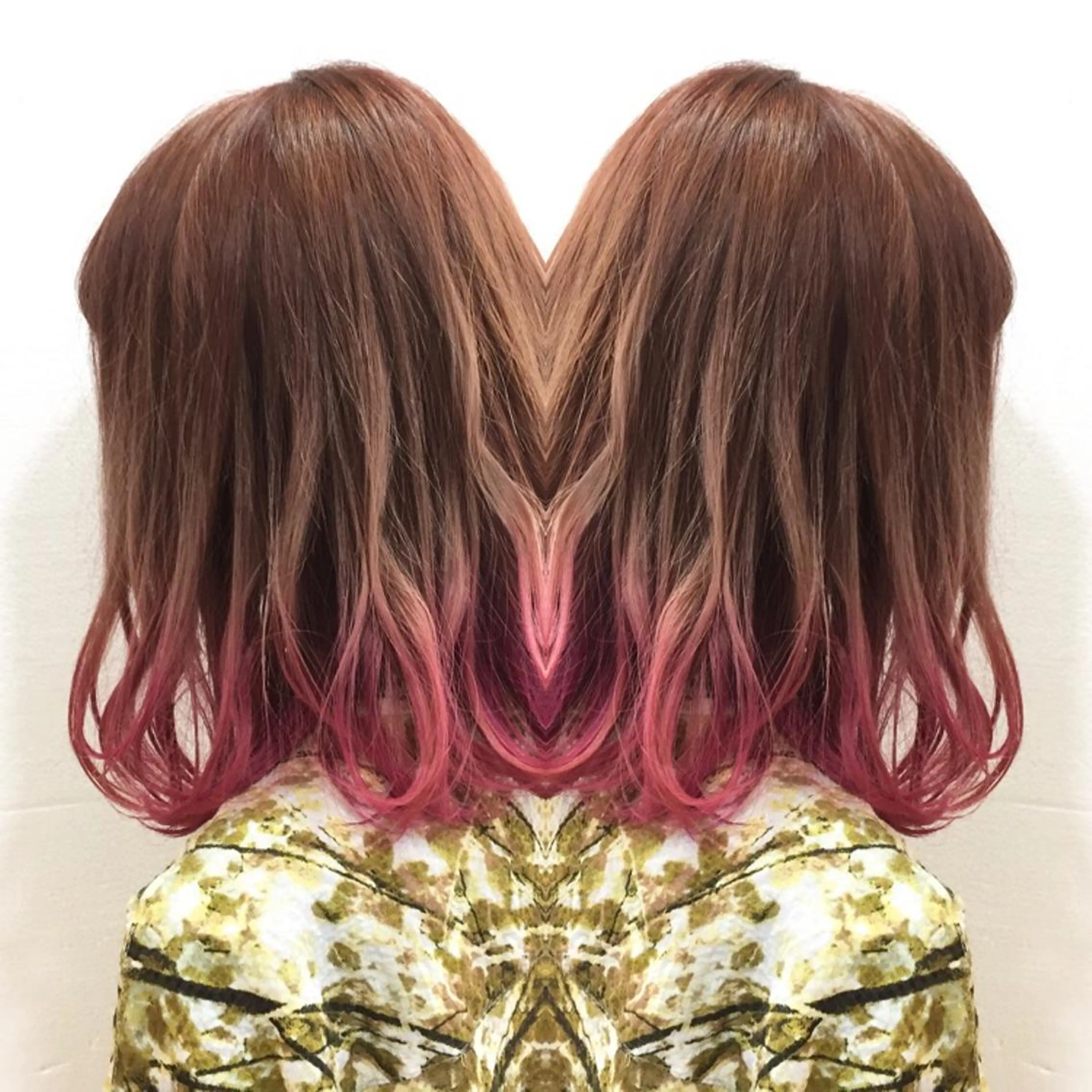 ミディアム カラー グラデーションカラー ピンクカラー 髪質改善特化サロン ICONIQ天神店のヘアスタイル