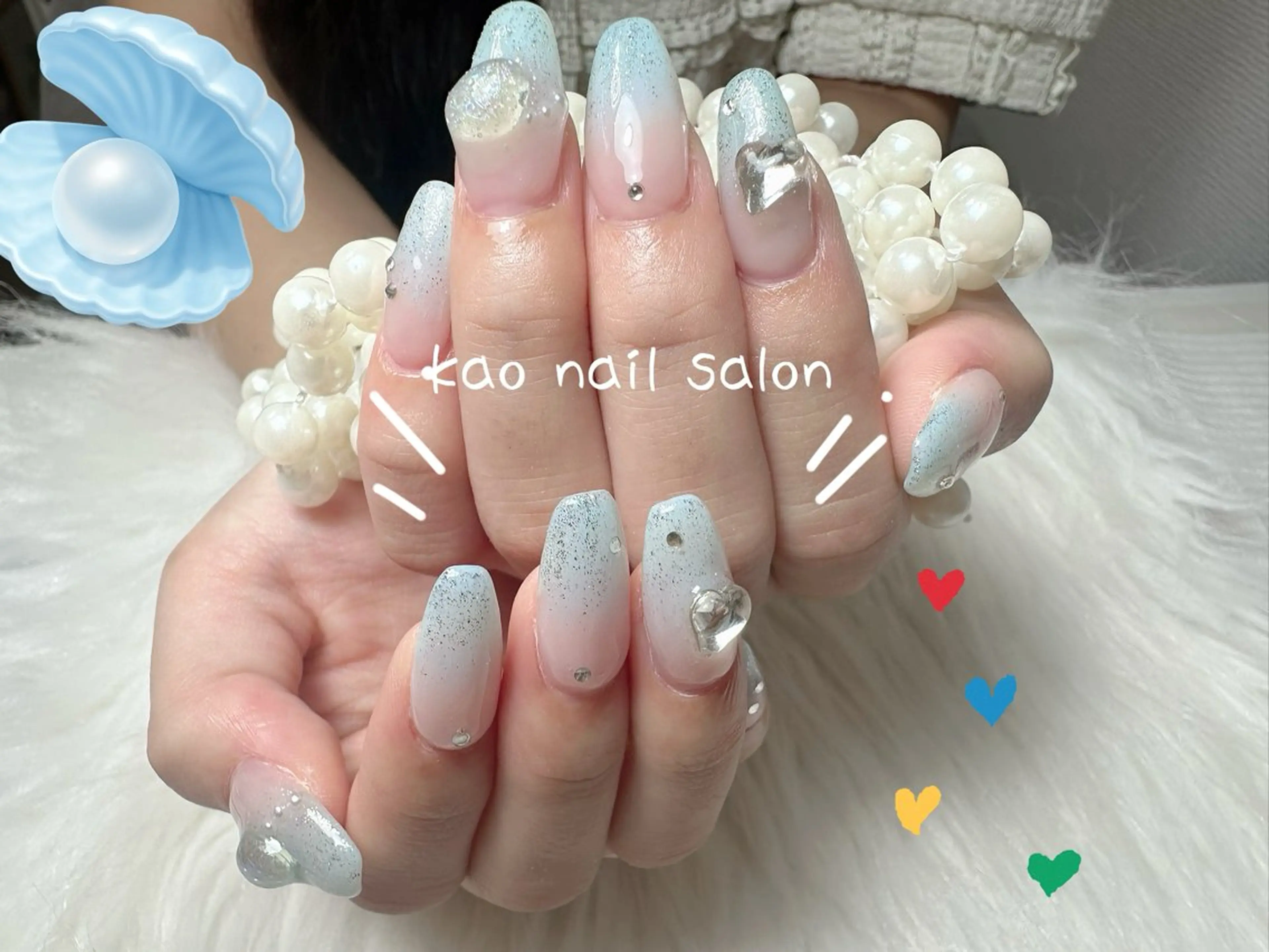 ネイル チークネイル 長さ出し フレンチネイル ジェルネイル ガラスフレンチ ハンドネイル kao nail マグネット/長さだしのネイルデザイン