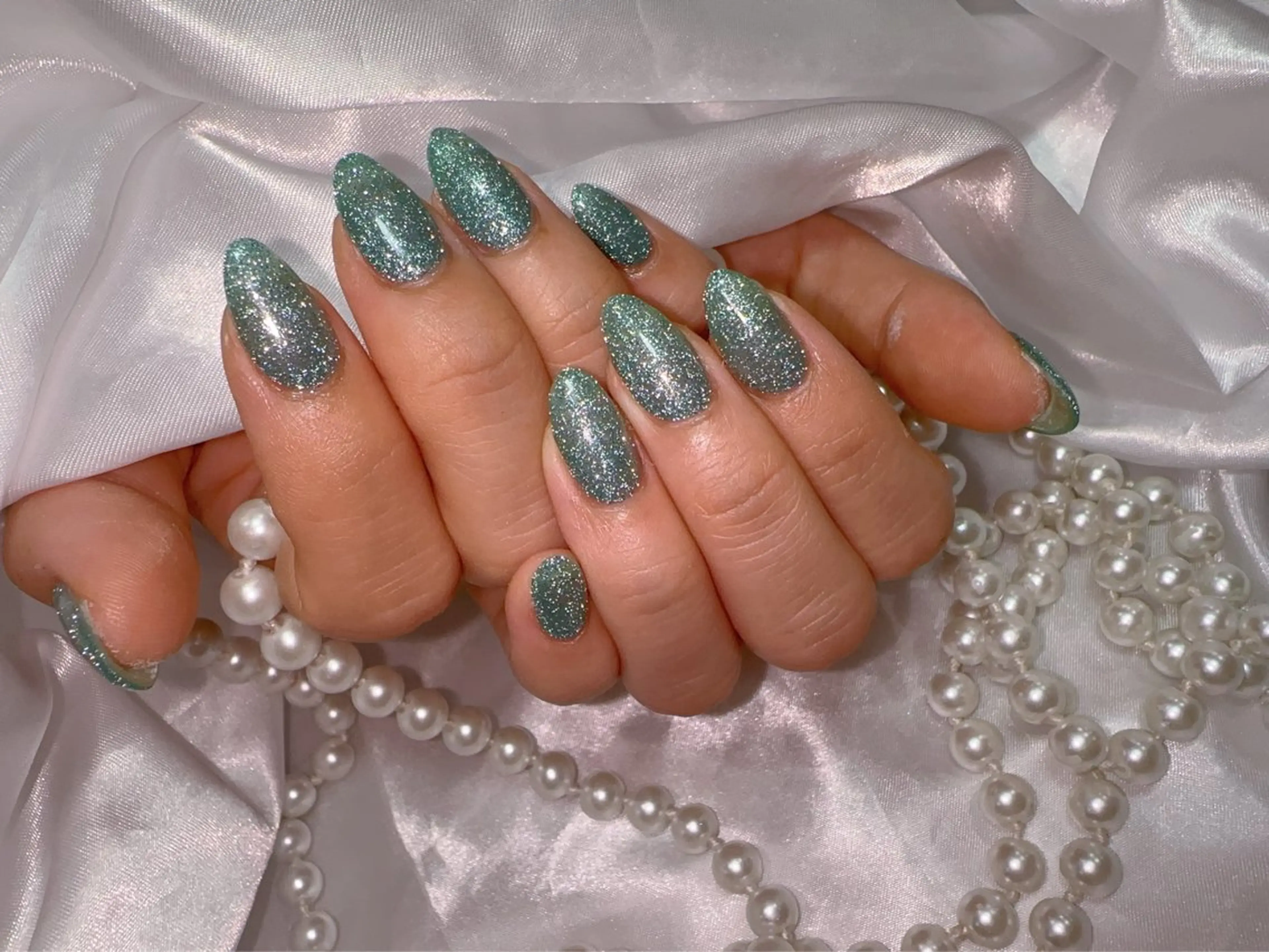 ネイル アートネイル フラッシュネイル フレンチネイル ジェルネイル ガラスフレンチ ハンドネイル You&Me Miyuのネイルデザイン