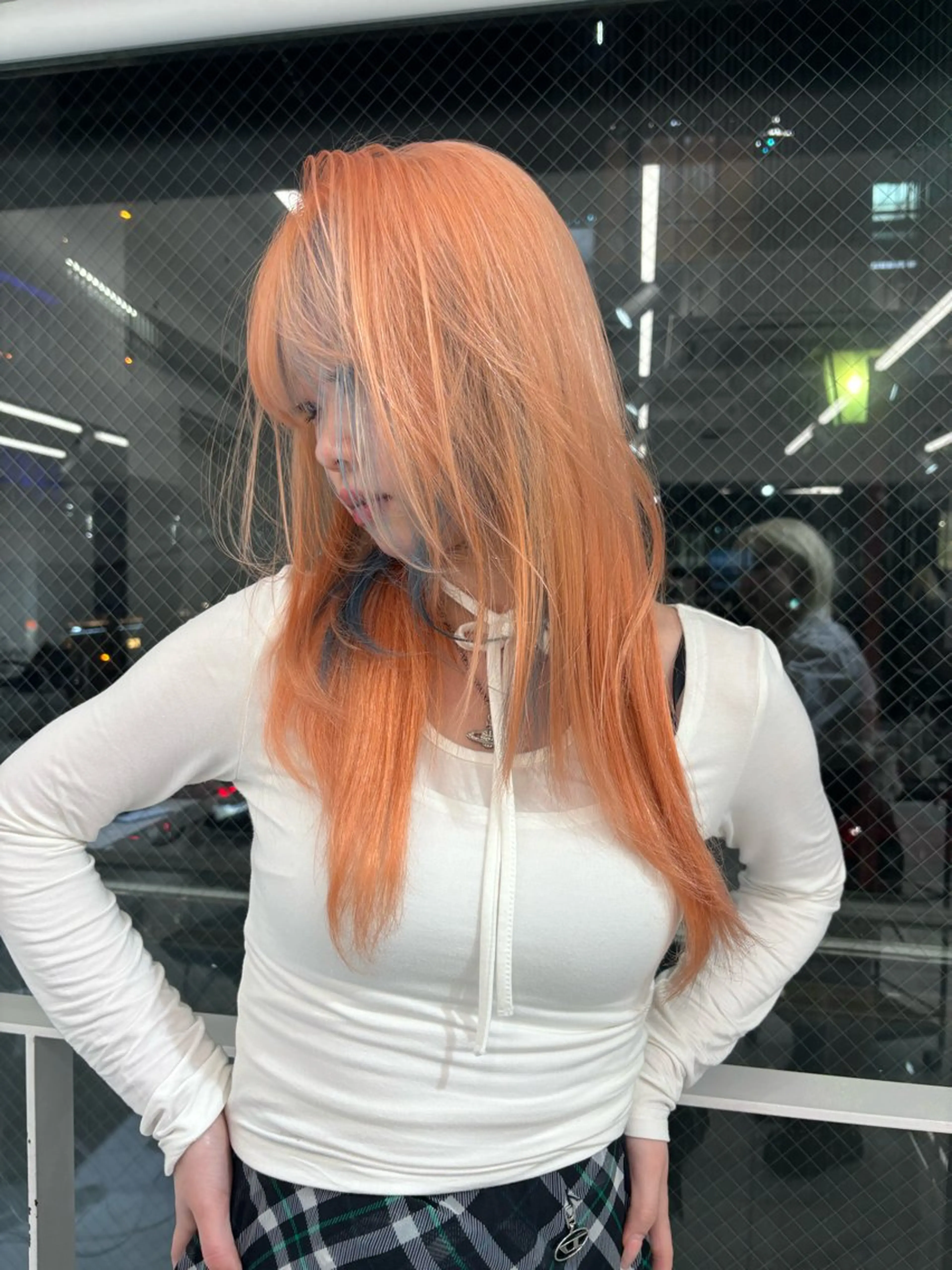 ロング カラー ブルーカラー オレンジ ヘアカラー 🩶大人韓国ヘア 渋谷/Satsukiのヘアスタイル