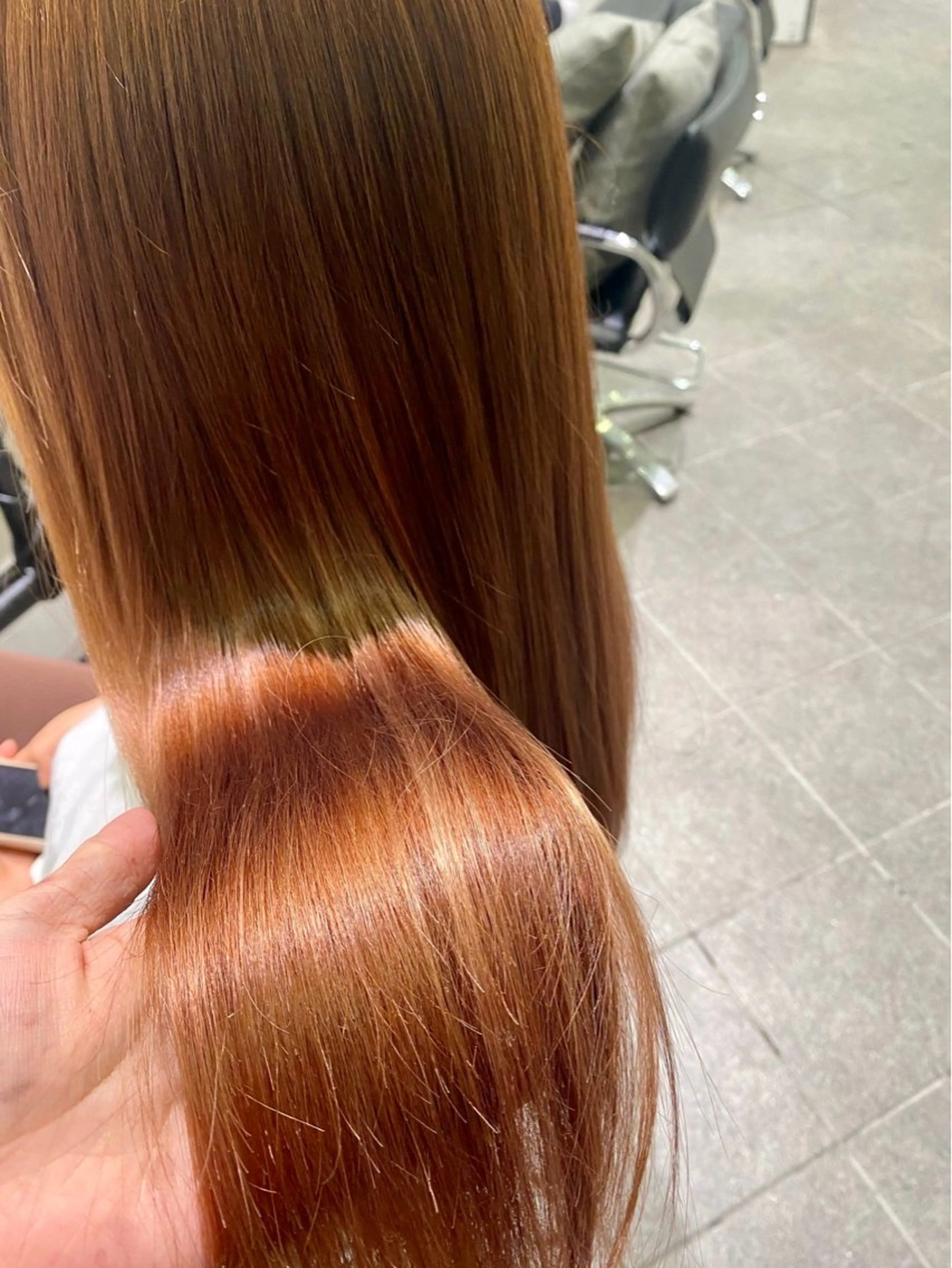 ロング カラー ブラウンカラー オレンジ オレンジブラウン ヘアカラー トリートメント 🧸顔まわりカット 🧸山形紗奈のヘアスタイル