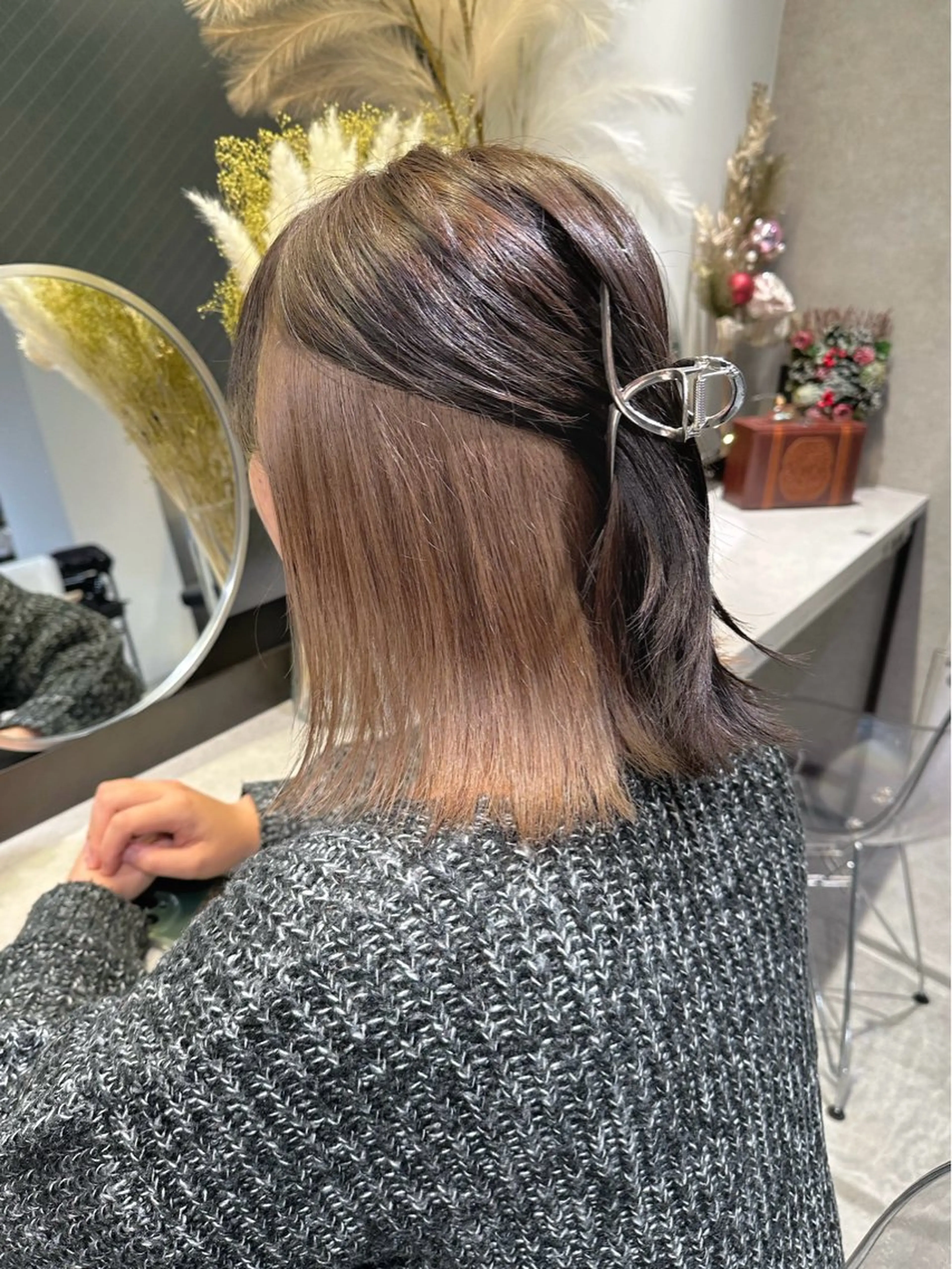 ミディアム カラー ベージュカラー ブリーチ GO TODAY SHARE SALON 原宿本店所属・ブリーチ/ハイトーン 艶カラー/ユリナのヘアスタイル