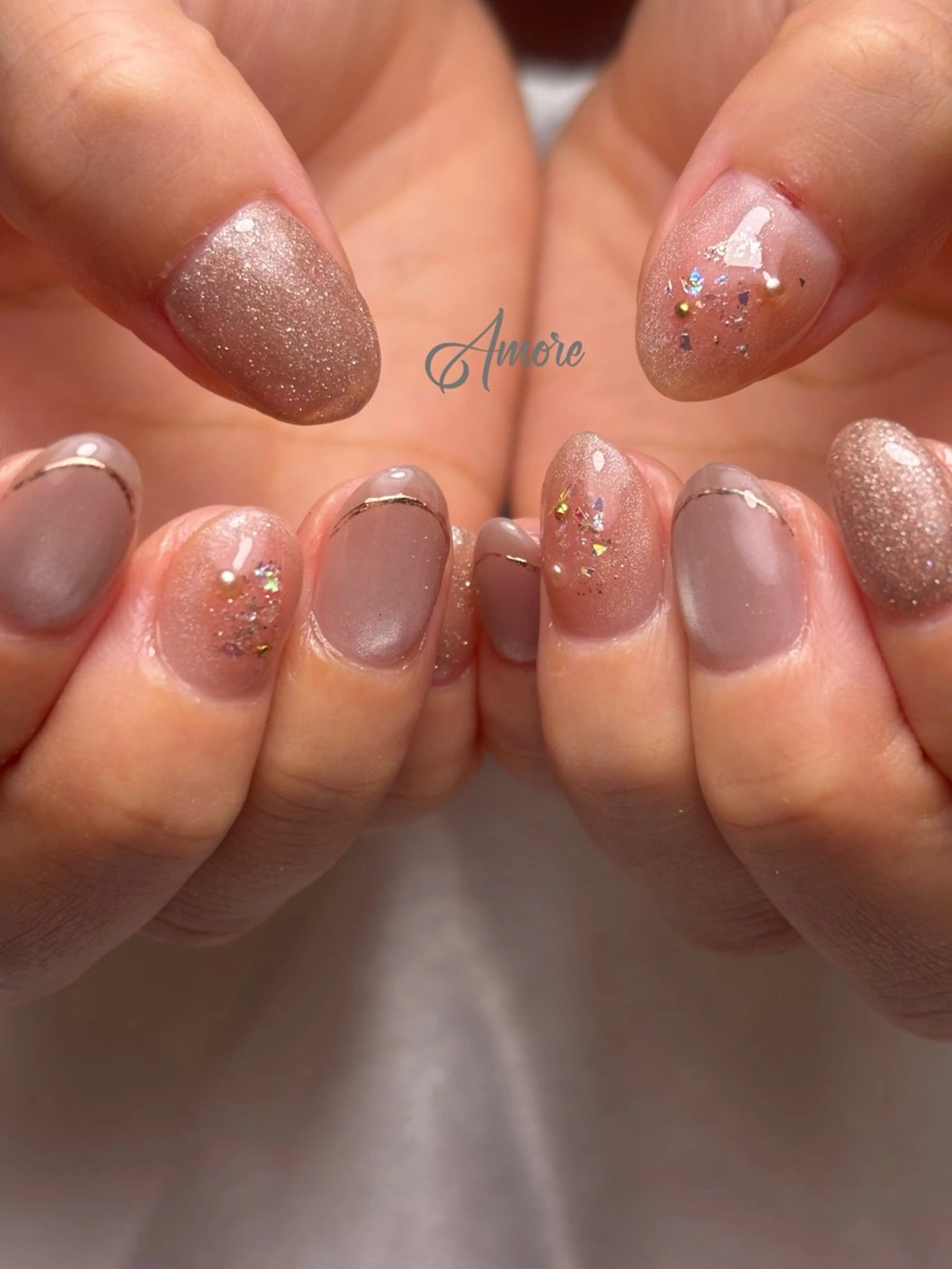 ネイル 桜ネイル フレンチネイル ジェルネイル キラキラネイル 韓国ネイル You kyehwaのネイルデザイン