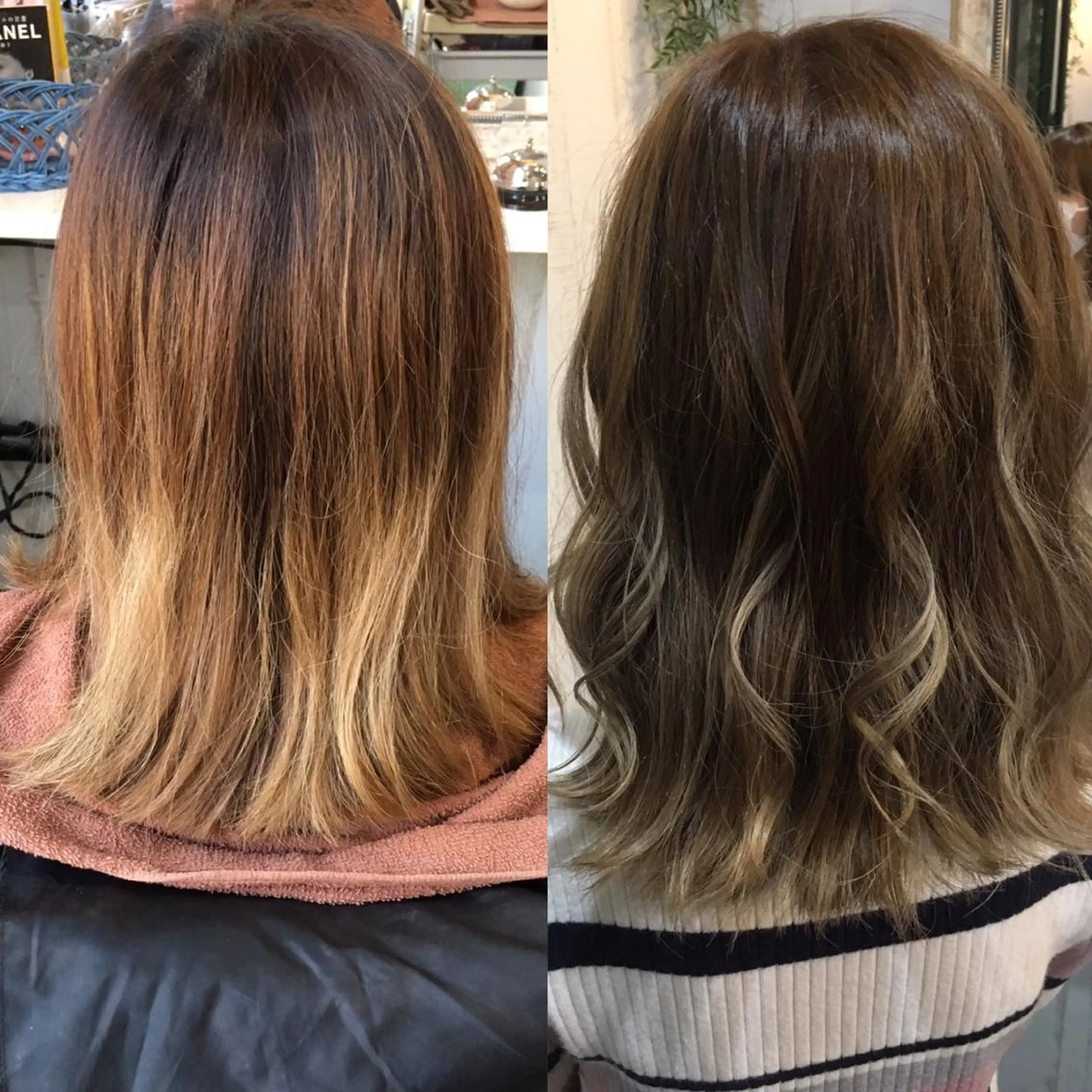 ロング カラー パーマ 大阪レミーエクステ チビ編み込みのヘアスタイル