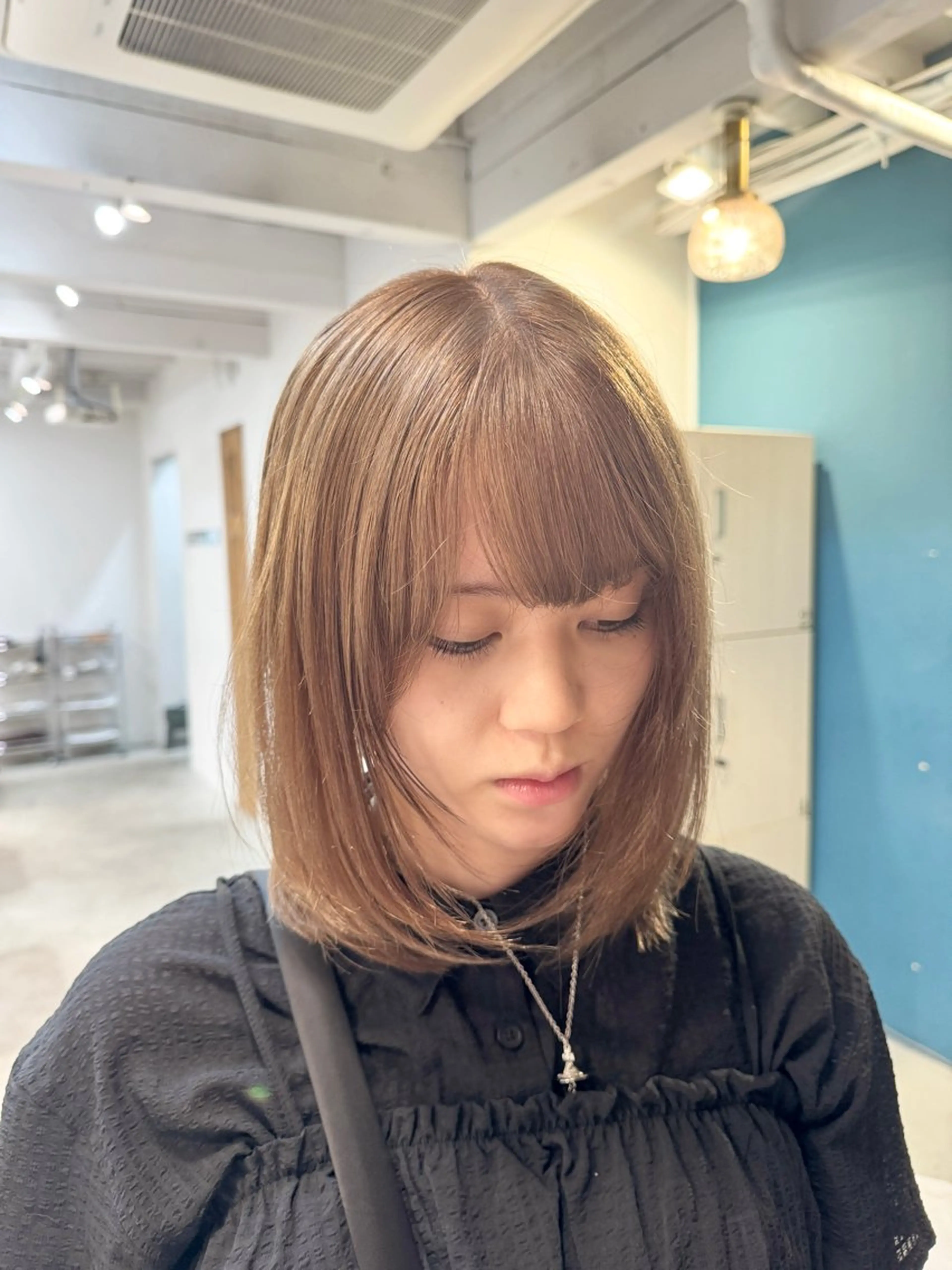 ミディアム カラー ヘアカラー トリートメント 透明感カラー/ハイト ーン/メイク/umiのヘアスタイル