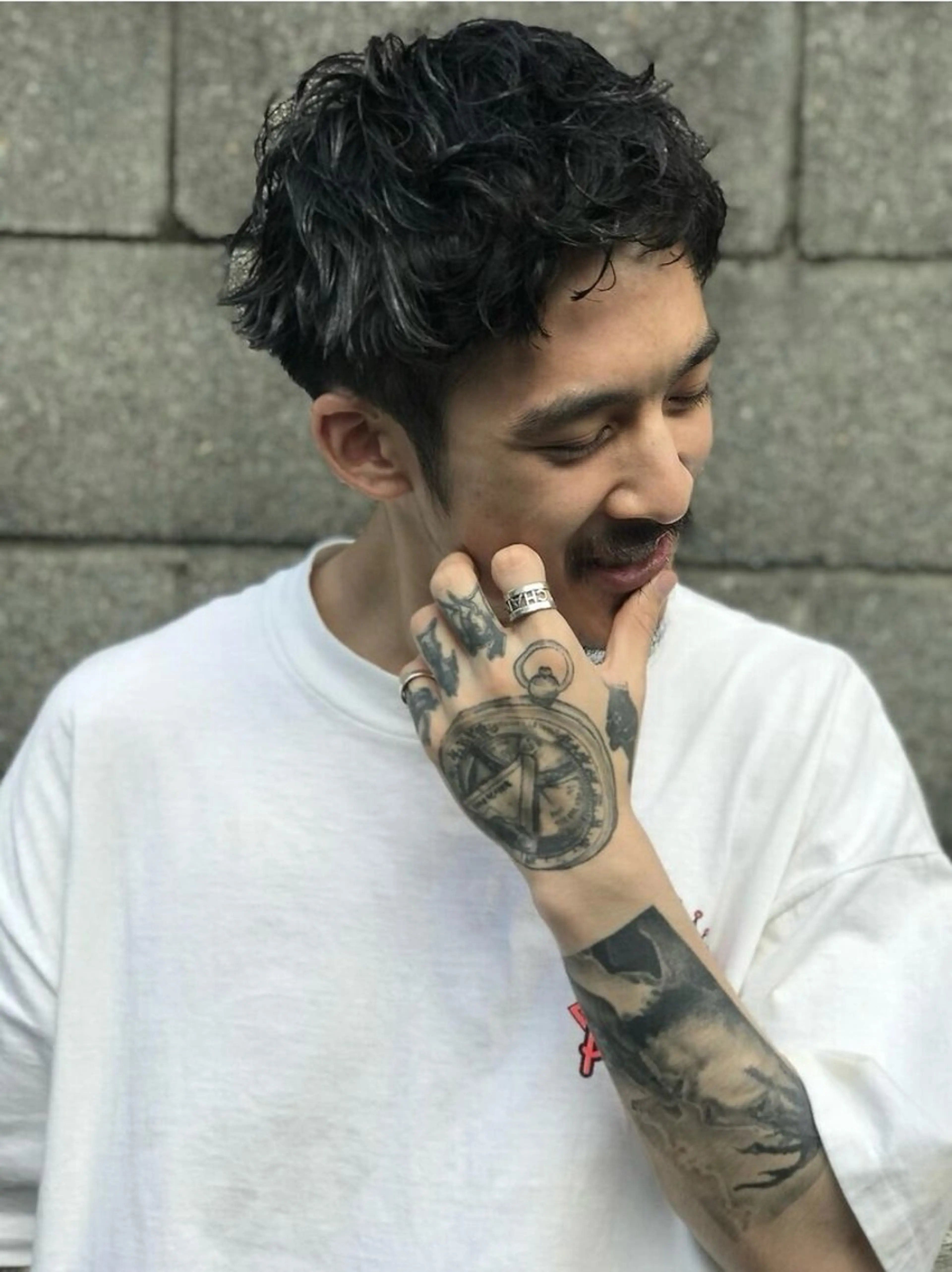 パーマ メンズ 赤木蓮/メンズ特化 パーマ/ハイトーンのヘアスタイル