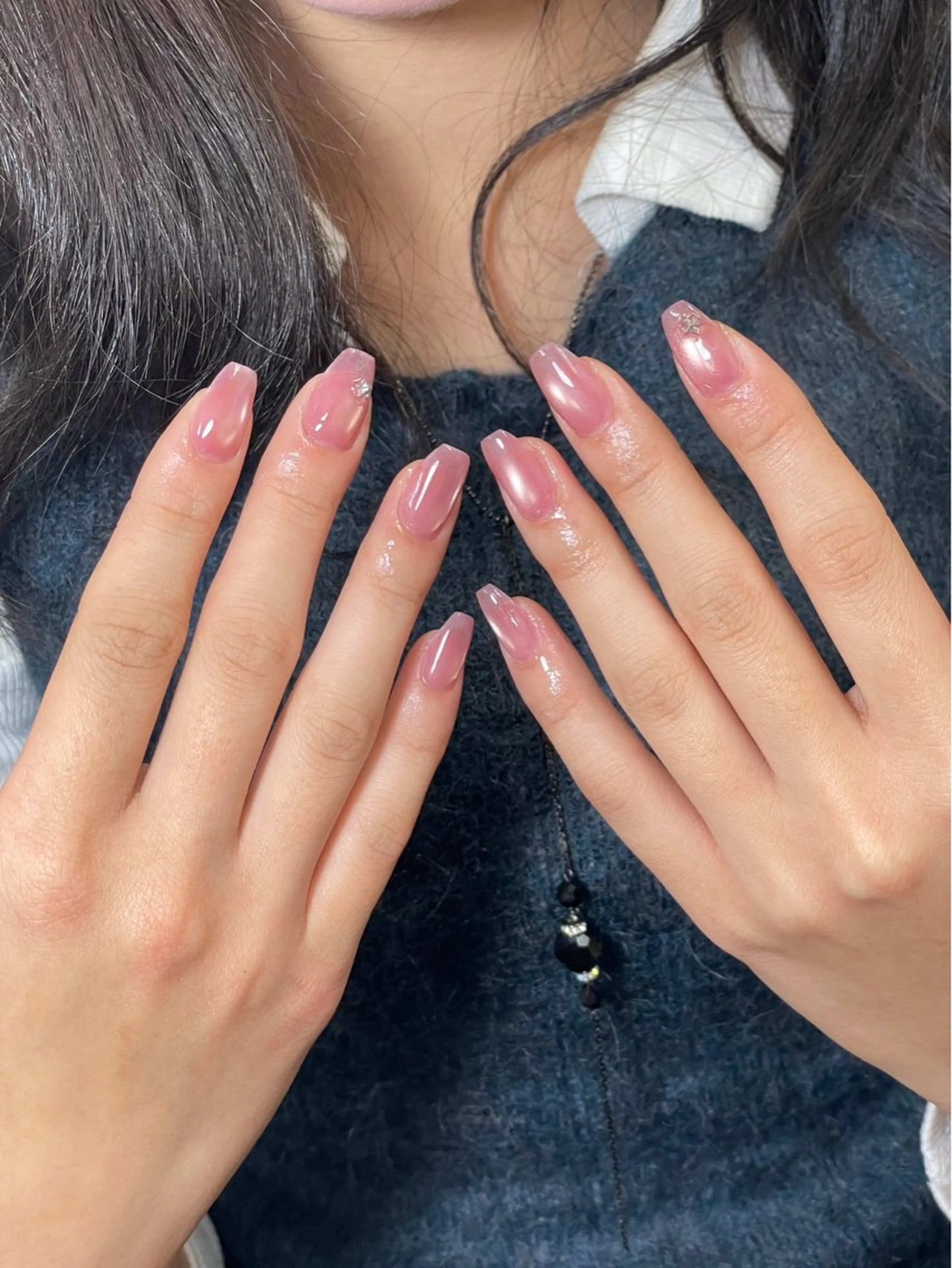 ネイル ブラウン チークネイル 桜ネイル 長さ出し フットネイル ハンドネイル XIINH NAIL SALONのネイルデザイン