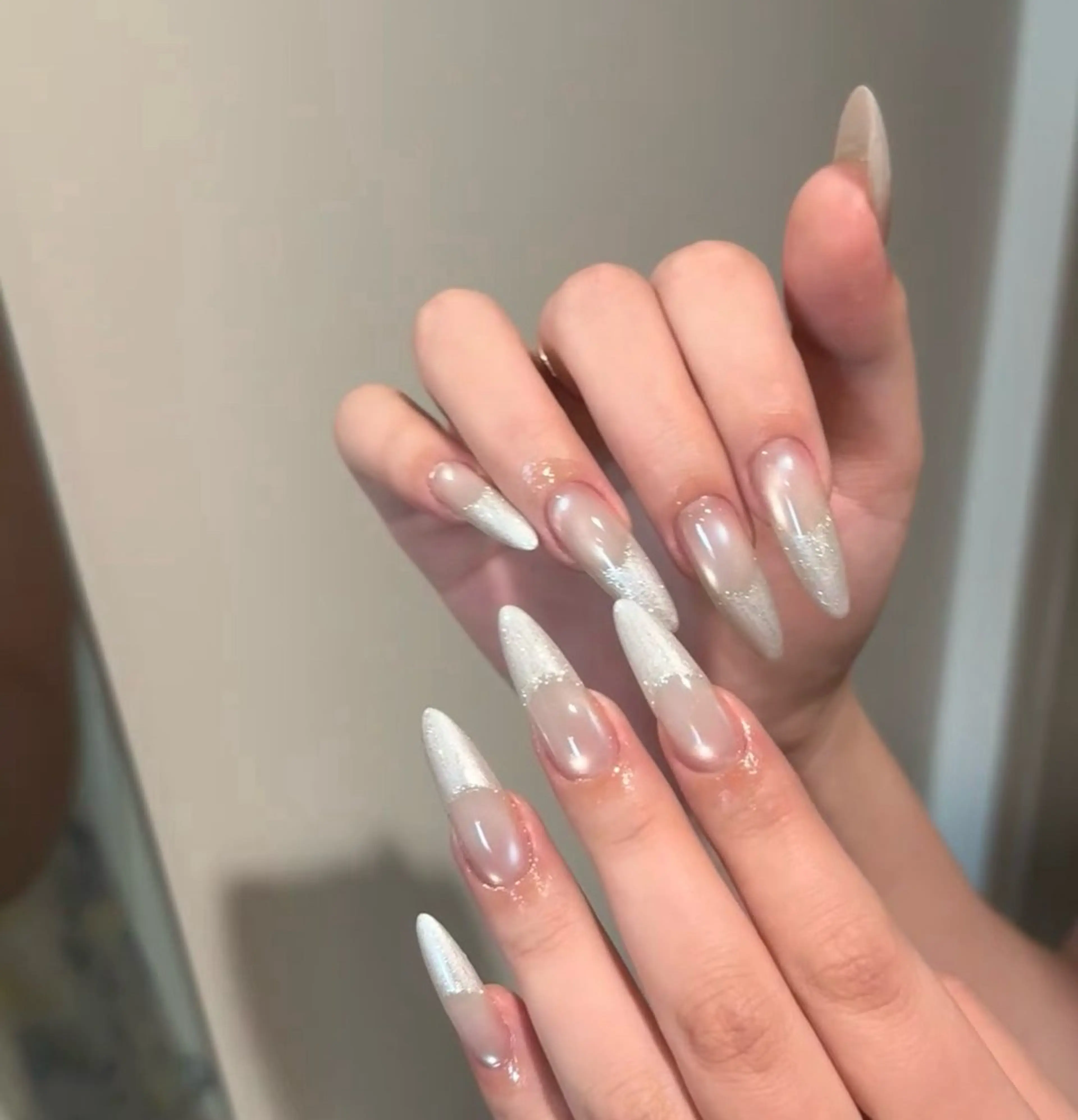 ネイル オーロラネイル フラワーネイル フットネイル フレンチネイル ジェルネイル ハンドネイル 長さだし専門 ありさのネイルデザイン