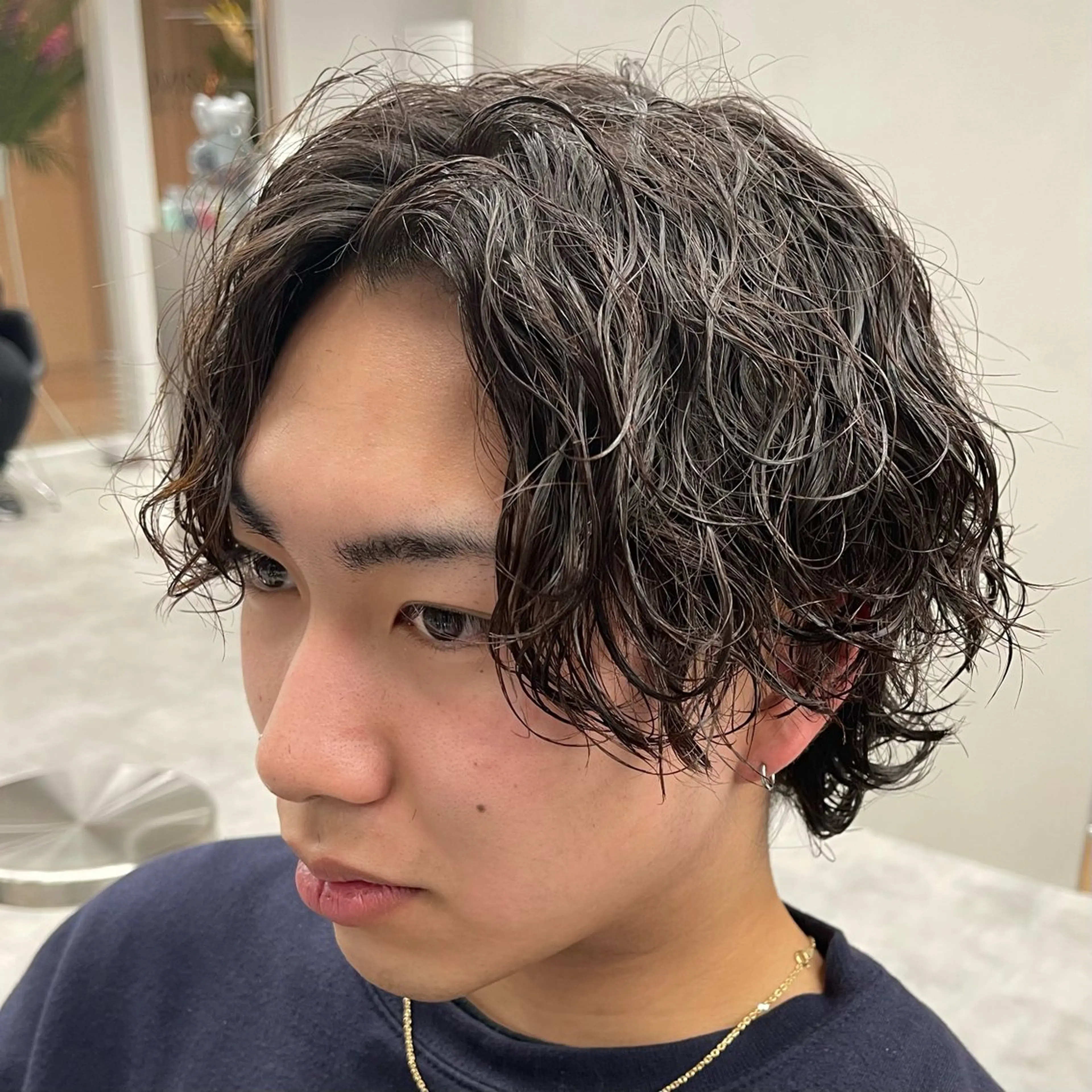 ミディアム パーマ メンズ カット パーマ メンズパーマ/波巻き 新潟/万代/夏芽🎀のヘアスタイル