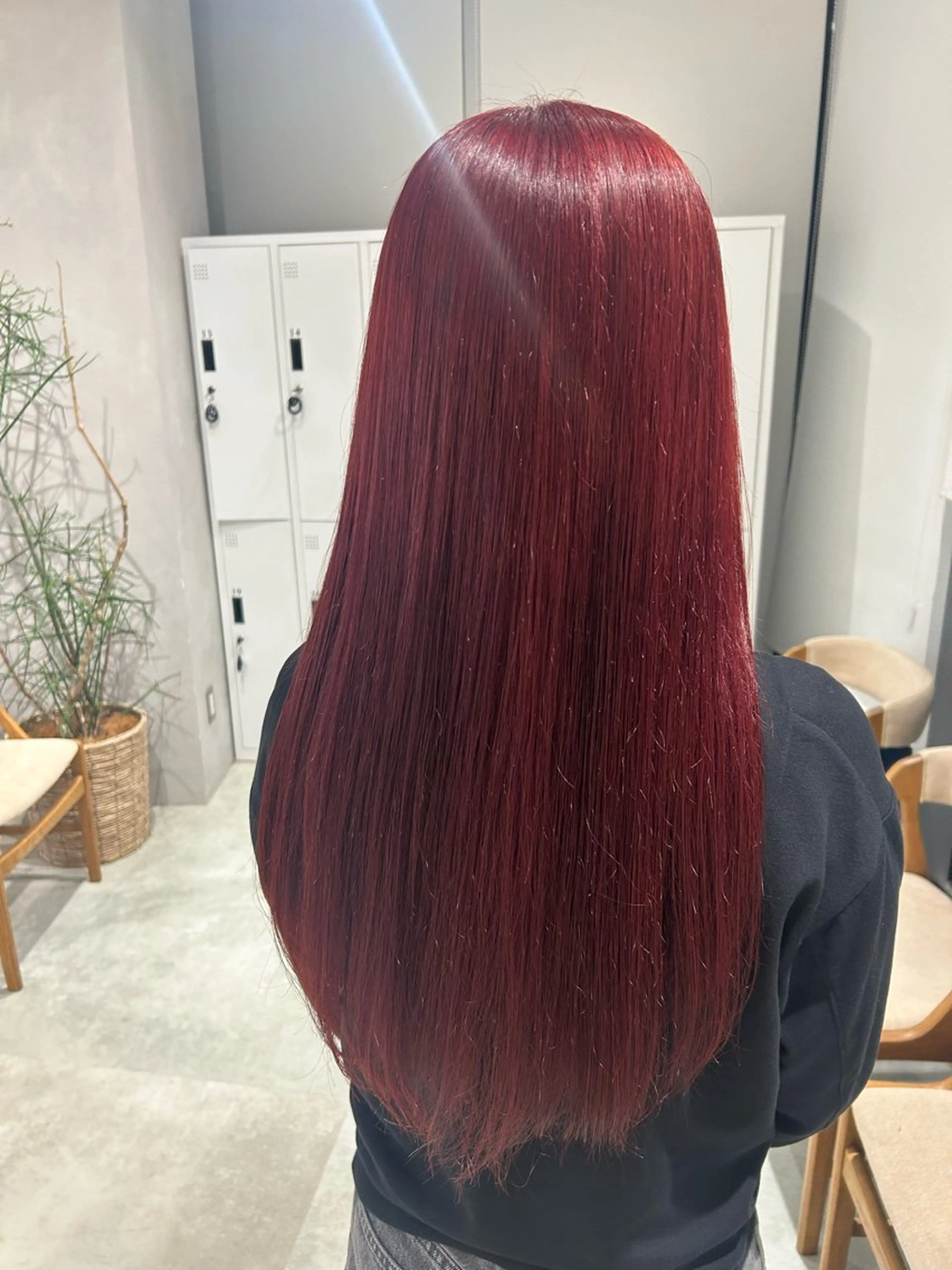 ロング カラー レッドカラー カット ヘアカラー ピンク/ベージュ /似合わせ/田島百華のヘアスタイル