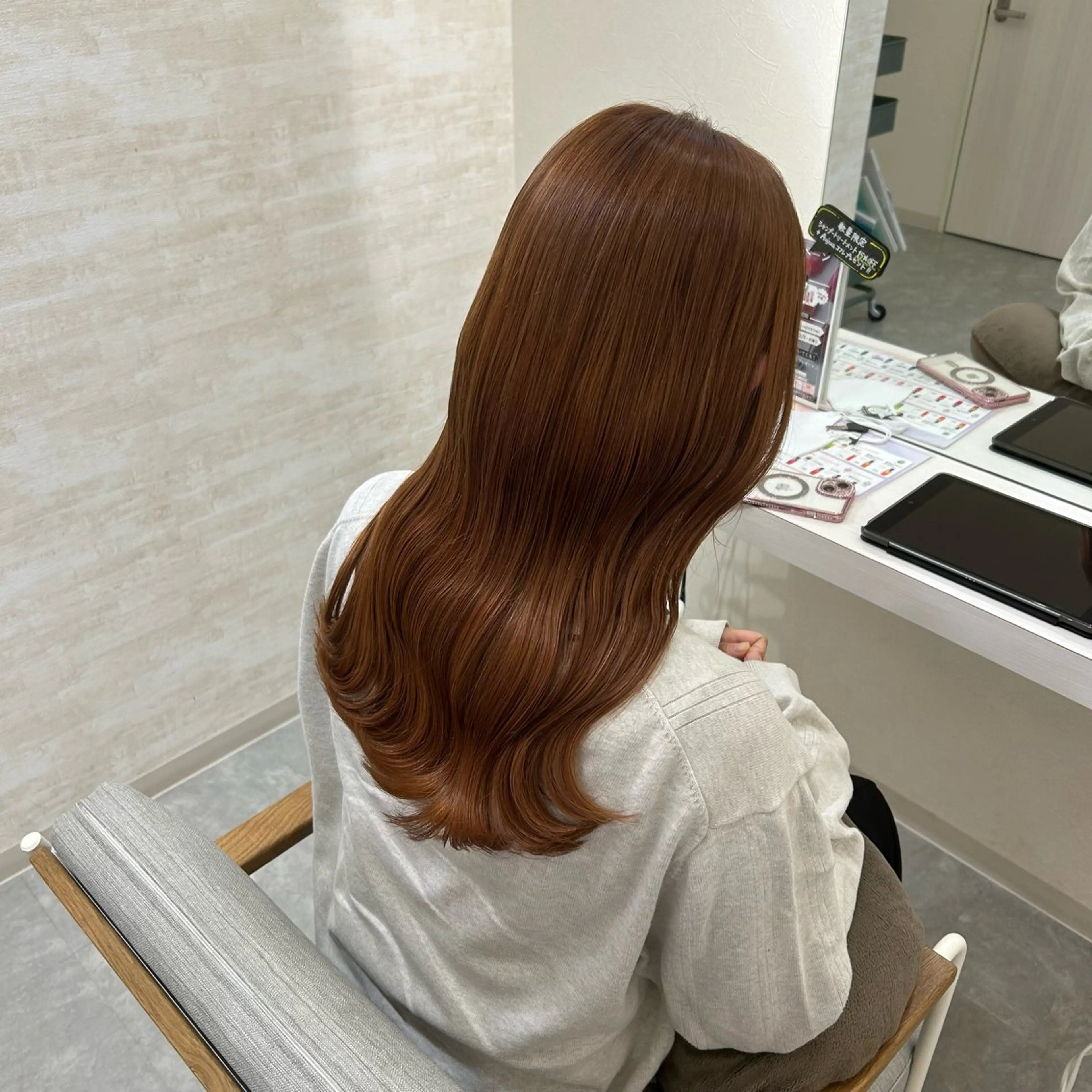 セミロング カラー ベージュカラー オレンジ オレンジベージュ カット ヘアカラー トリートメント 髪質改善&ヘアケア /菊池琉那のヘアスタイル
