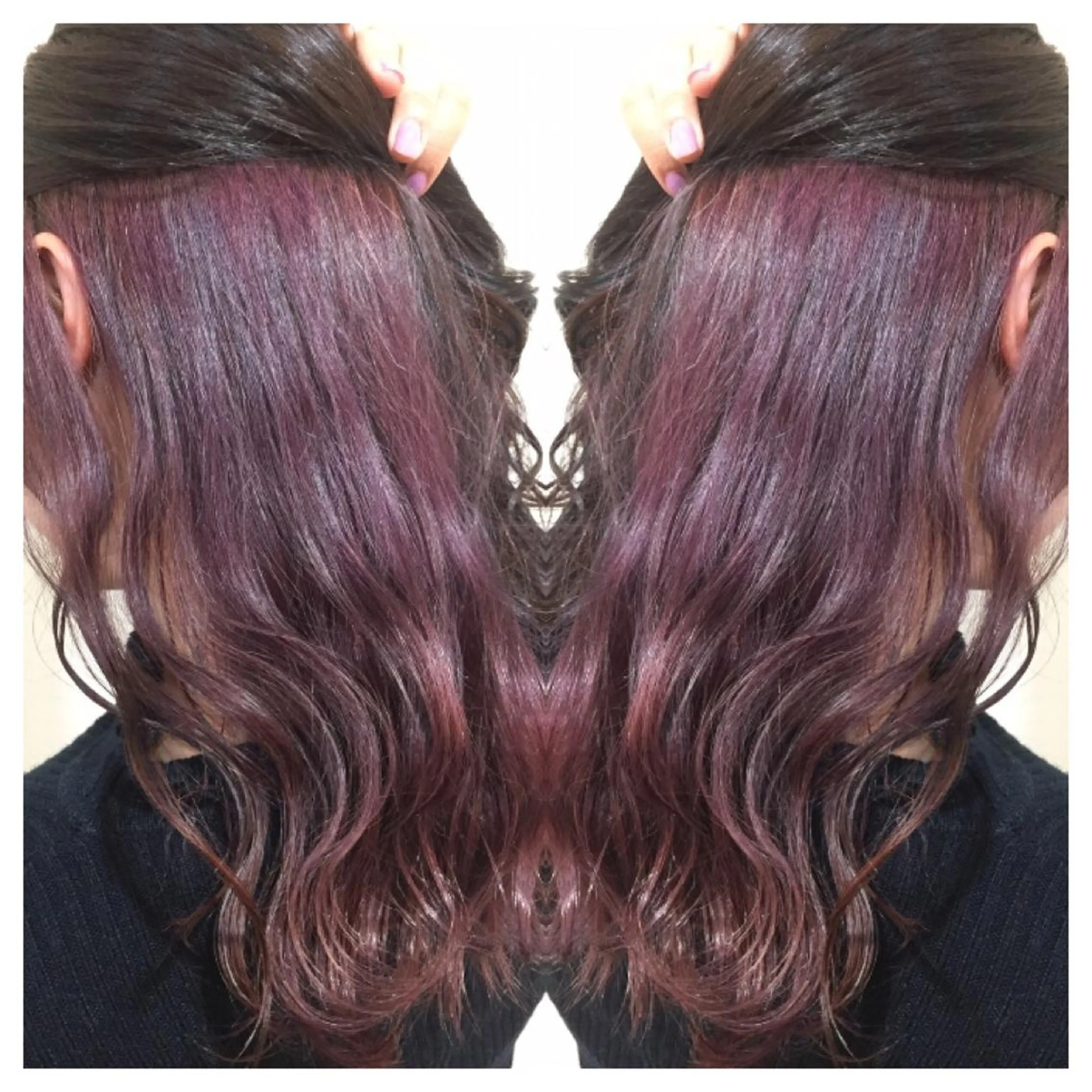 セミロング カラー インナーカラー ラベンダーカラー ピンクカラー ピンクラベンダー 髪質改善/痛ませ ないカラー/西村航大のヘアスタイル