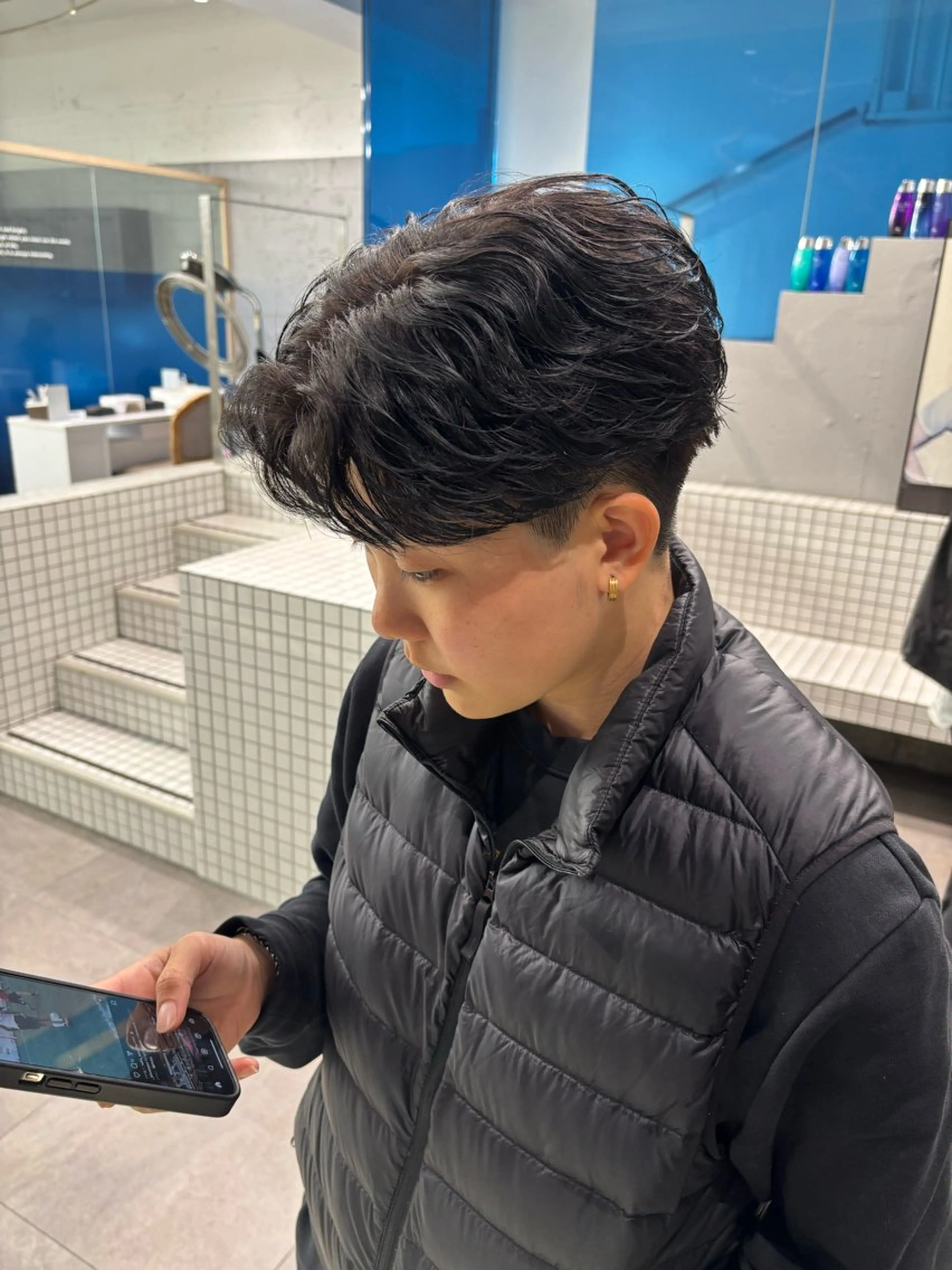 パーマ メンズ センターパート カット パーマ メンズパーマ/韓国 ヘア/Mino🤍のヘアスタイル