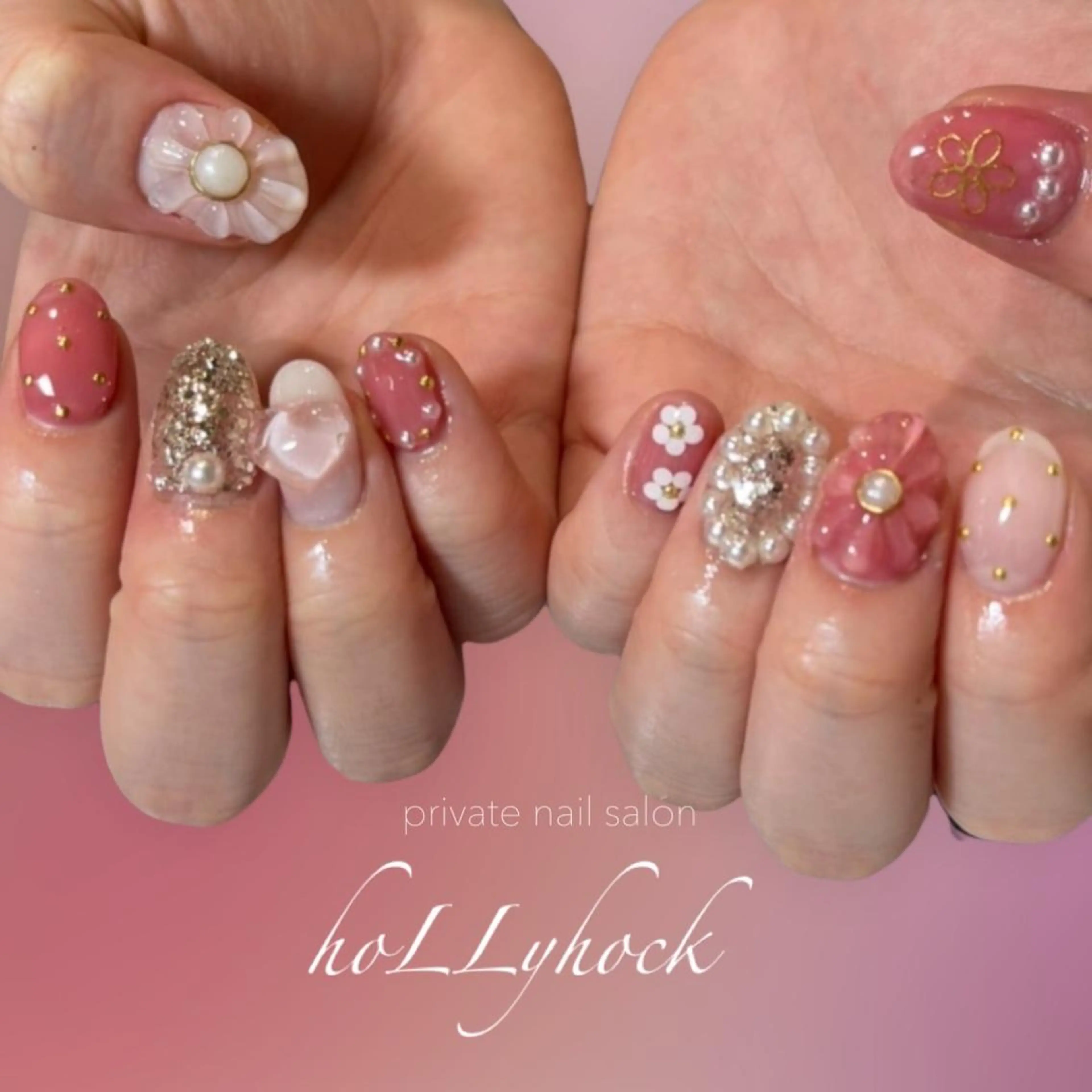 ネイル アートネイル フラッシュネイル マグネットネイル ニュアンスネイル nail salon hoLLyhockのネイルデザイン