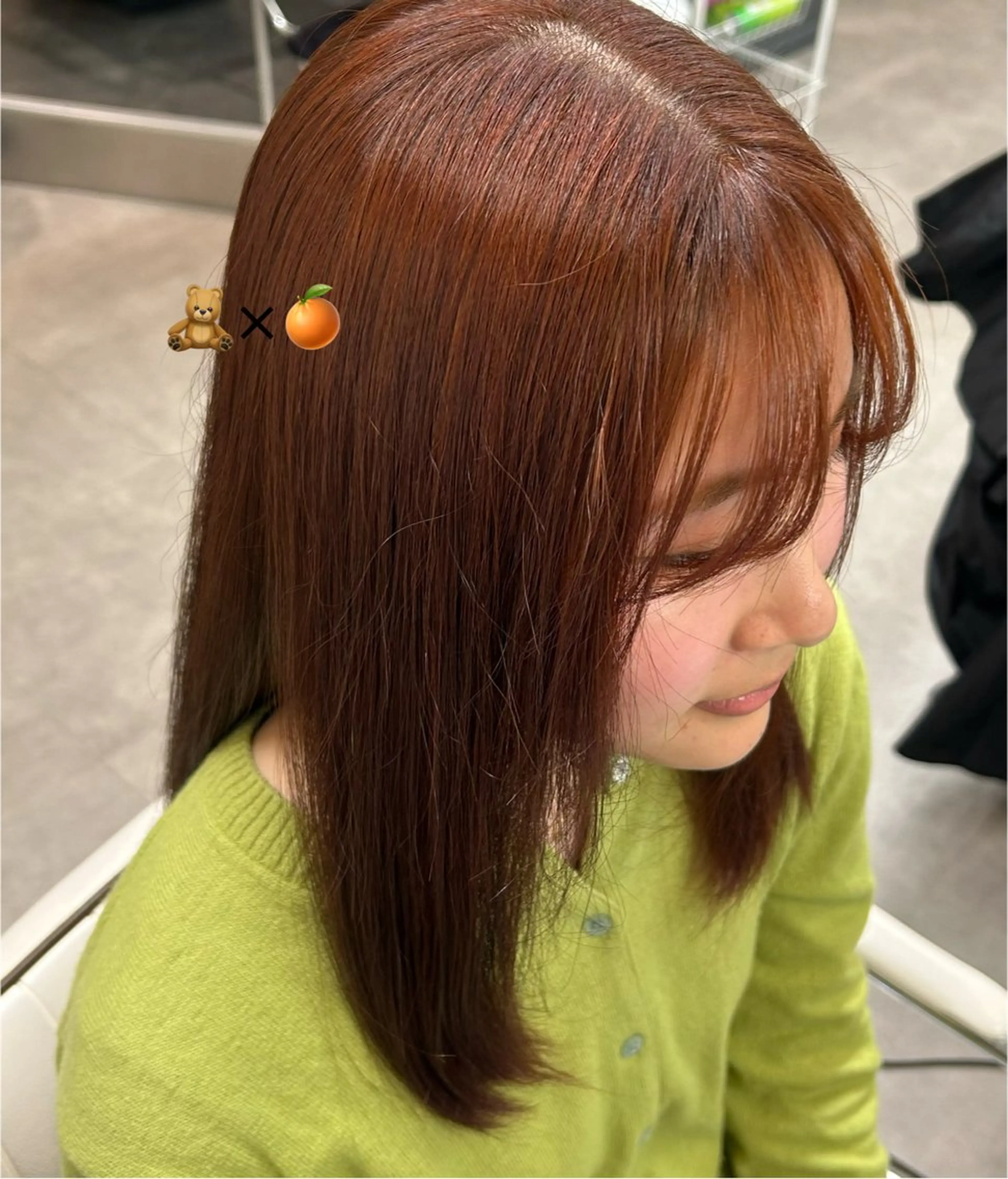 セミロング カラー ブラウンカラー オレンジ オレンジブラウン 小野 こゆきのヘアスタイル