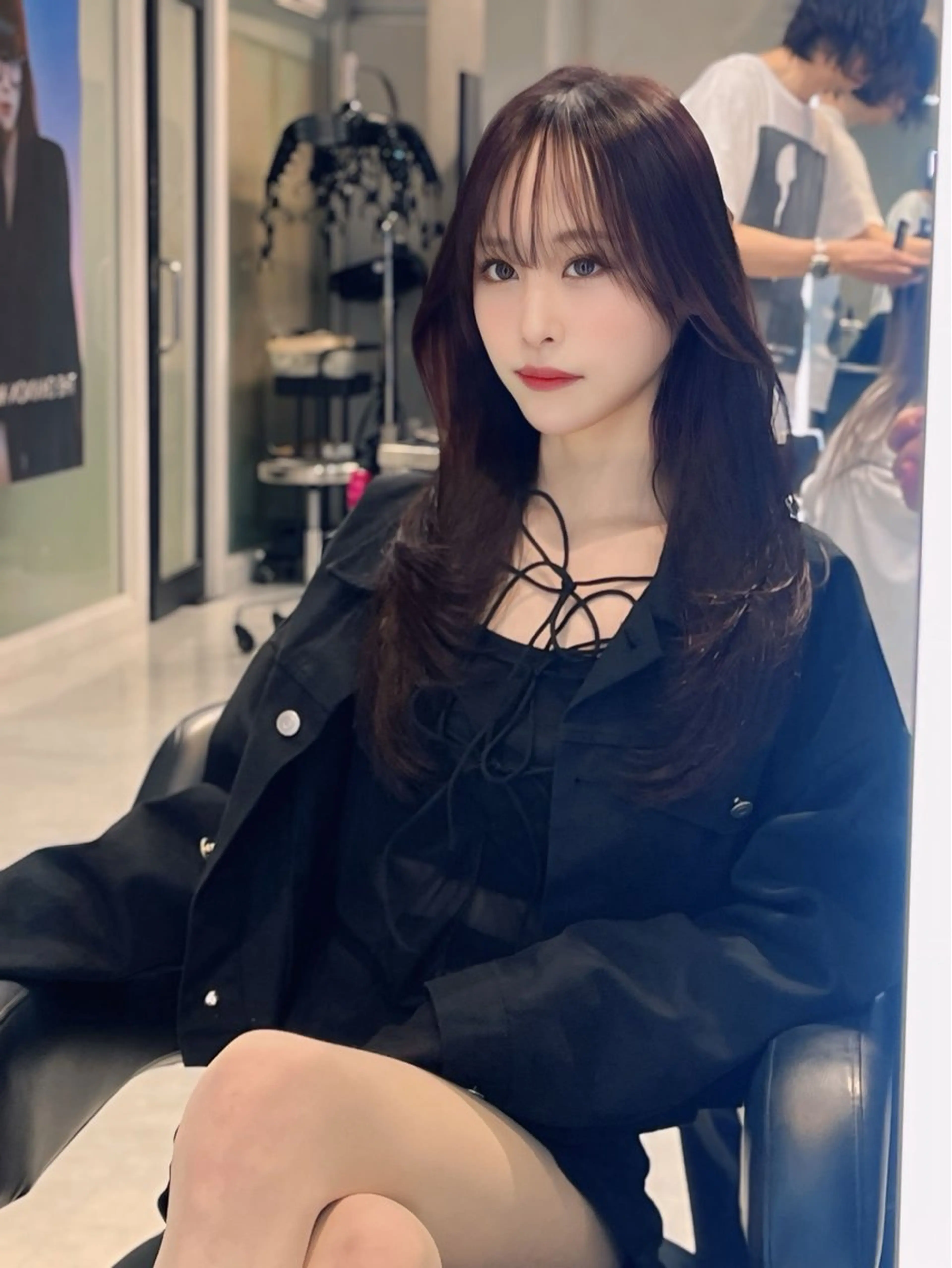 ロング カット ヘアカラー トリートメント 海野翔吾🇨🇳 ワンホンレイヤーのヘアスタイル