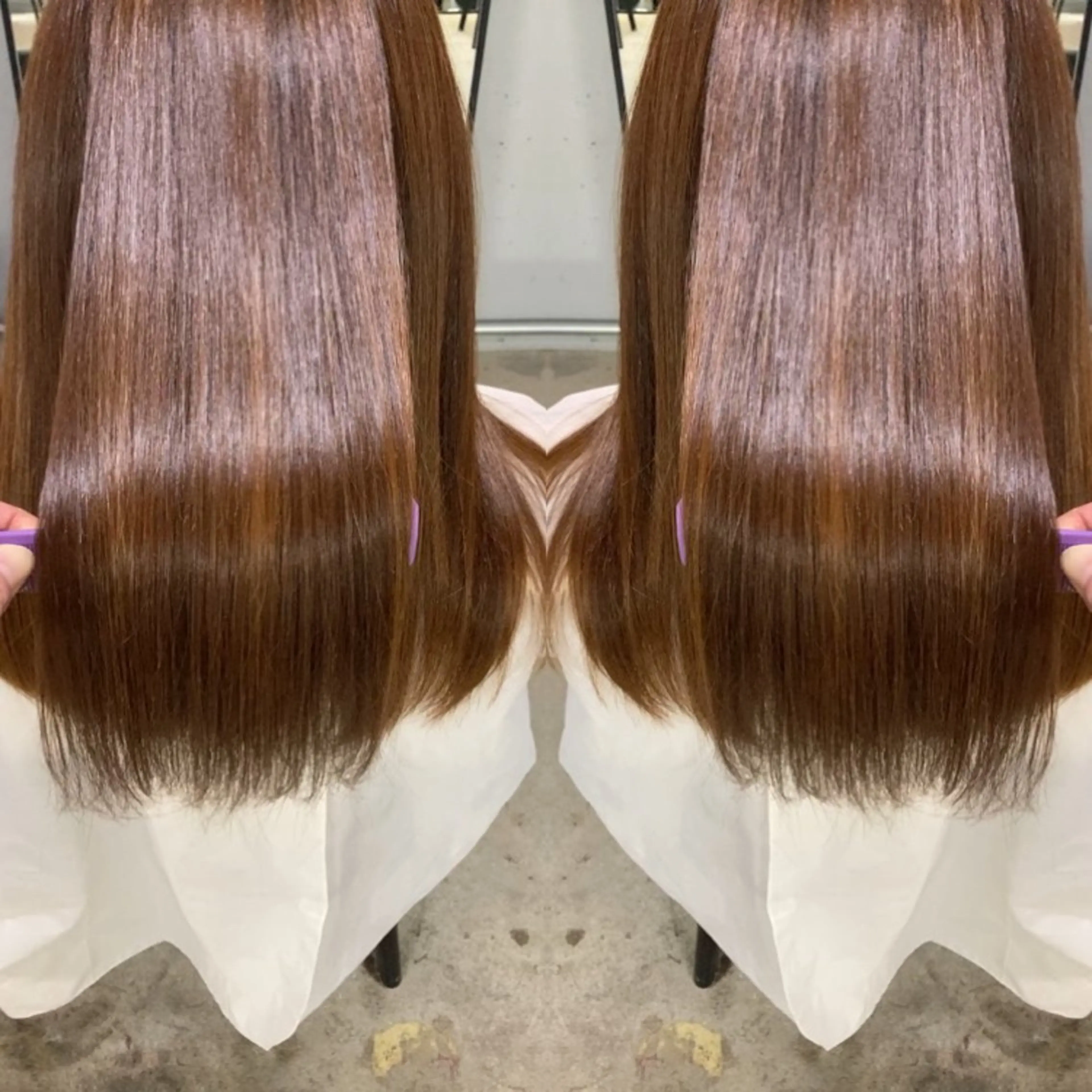 セミロング 髪質改善 縮毛矯正 トリートメント 酸熱トリートメント 新井 広樹のヘアスタイル