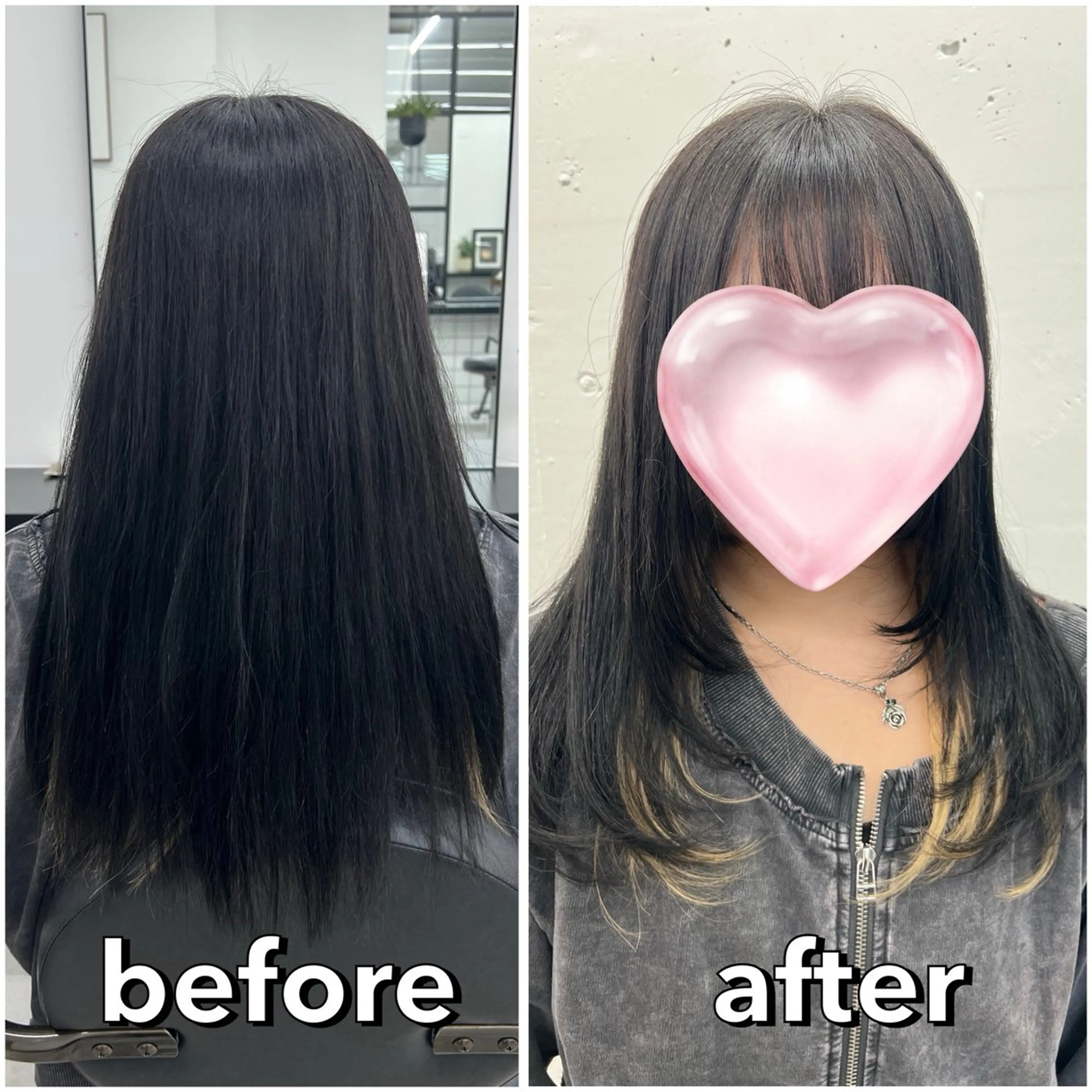 ミディアム カラー 黒髪 インナーカラー レイヤーカット カット あすか JILLSTUDIOのヘアスタイル