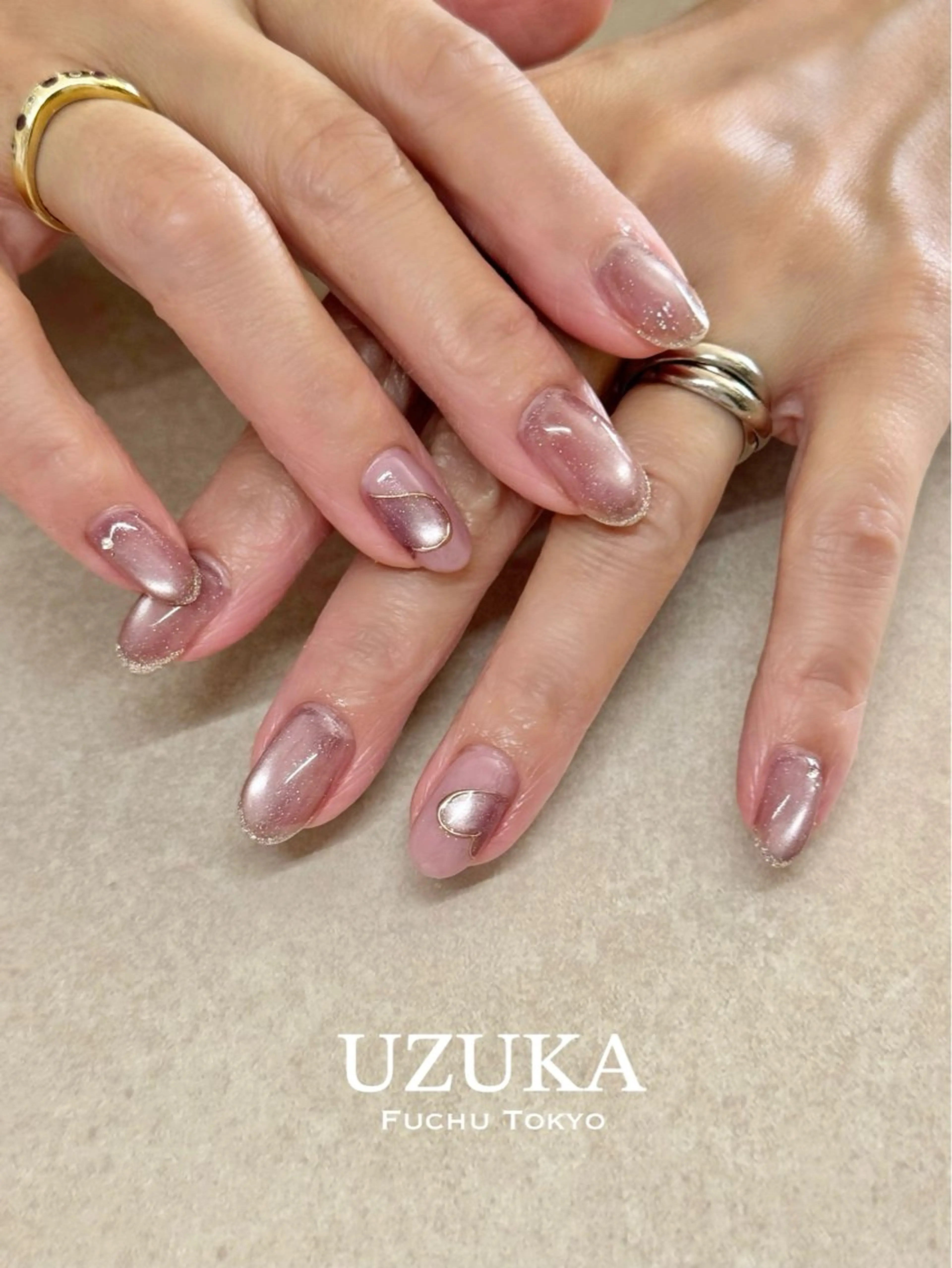 ネイル ハート マグネットネイル ピンク 【 enn 】 Uzuka Yukaのネイルデザイン