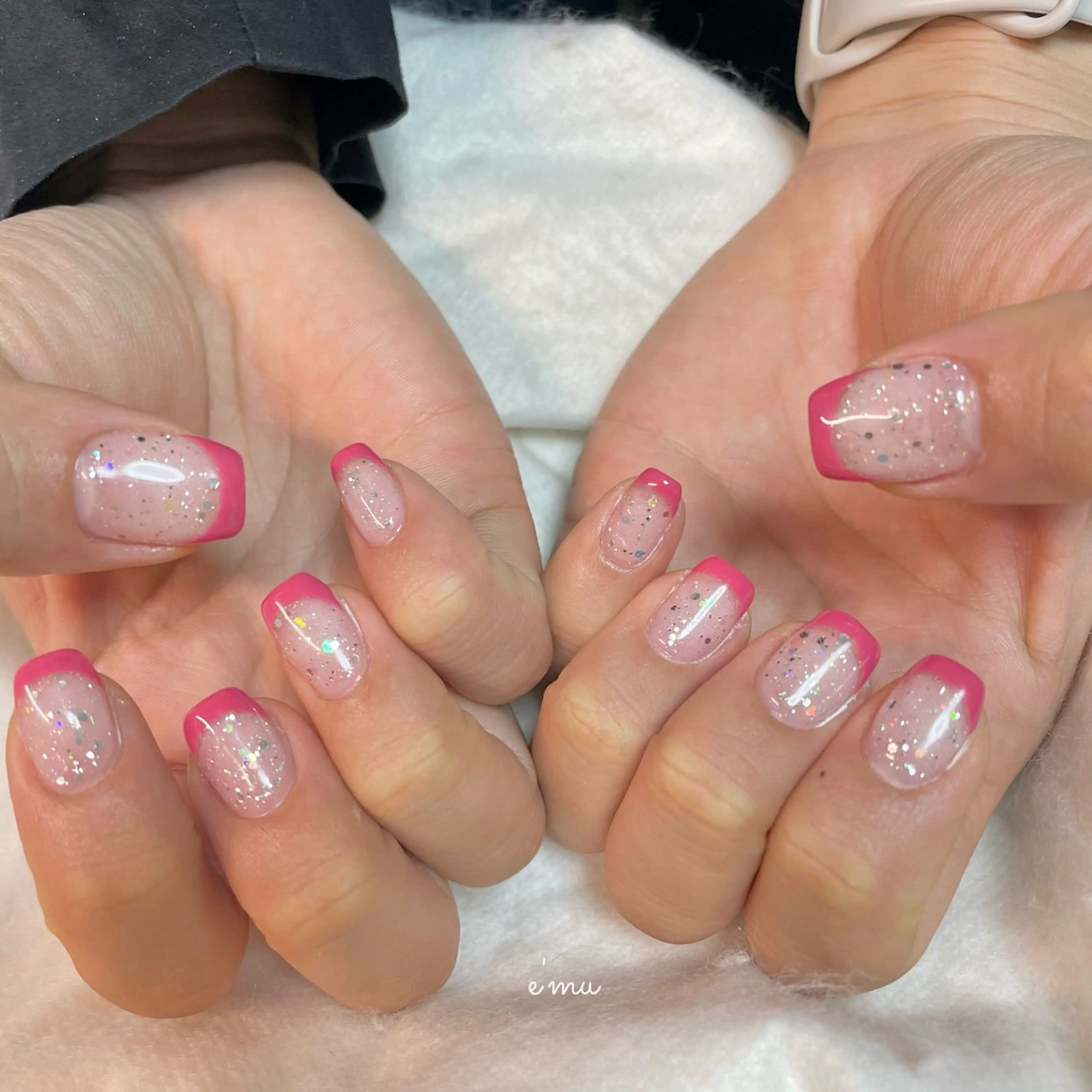 ネイル フレンチネイル ピンク ハンドネイル nail salon e'mu💐のネイルデザイン