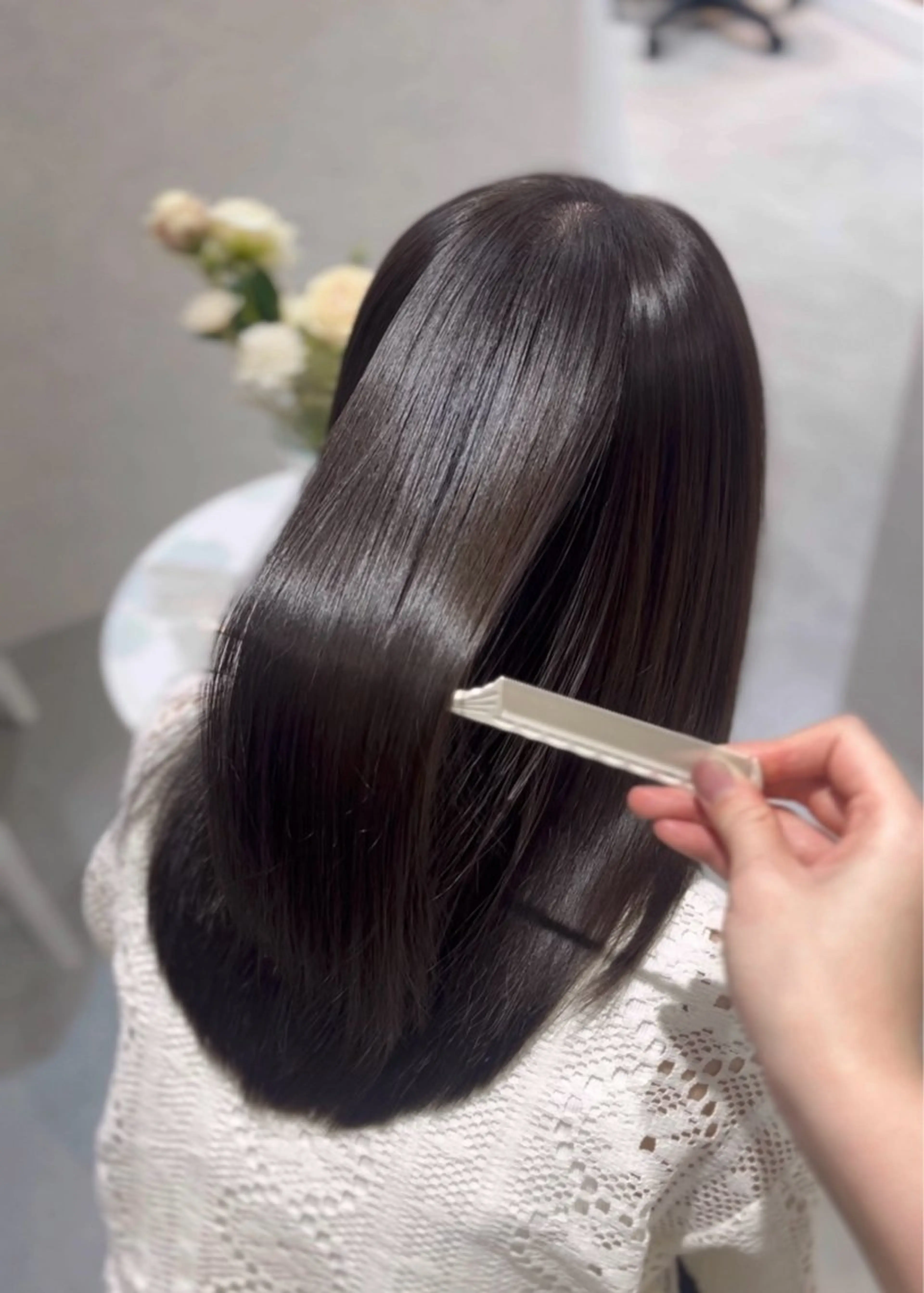 セミロング カラー パーマ suzuka/透明感 カラー 美髪縮毛矯正のヘアスタイル