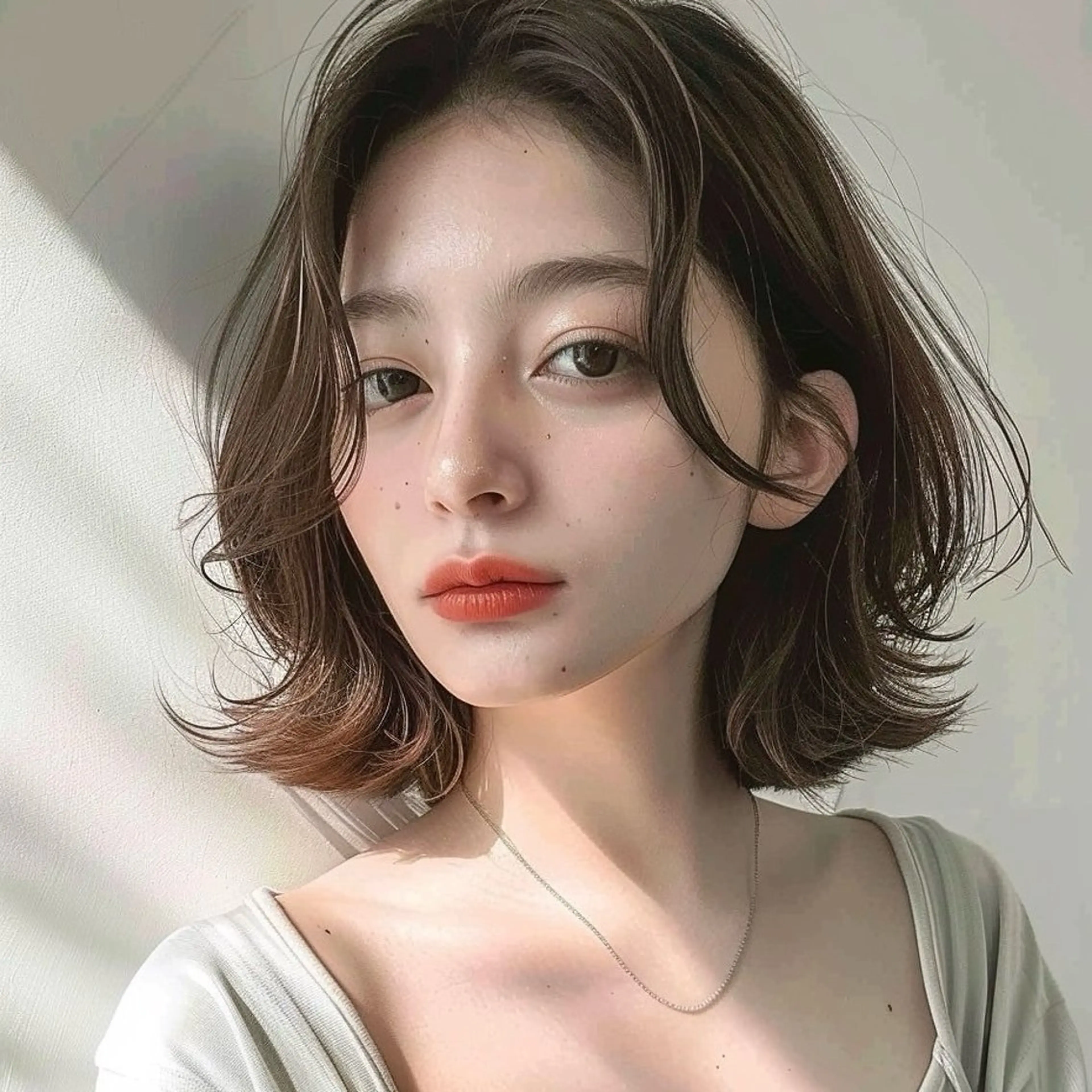 ミディアム カラー 岡田 佳子のヘアスタイル