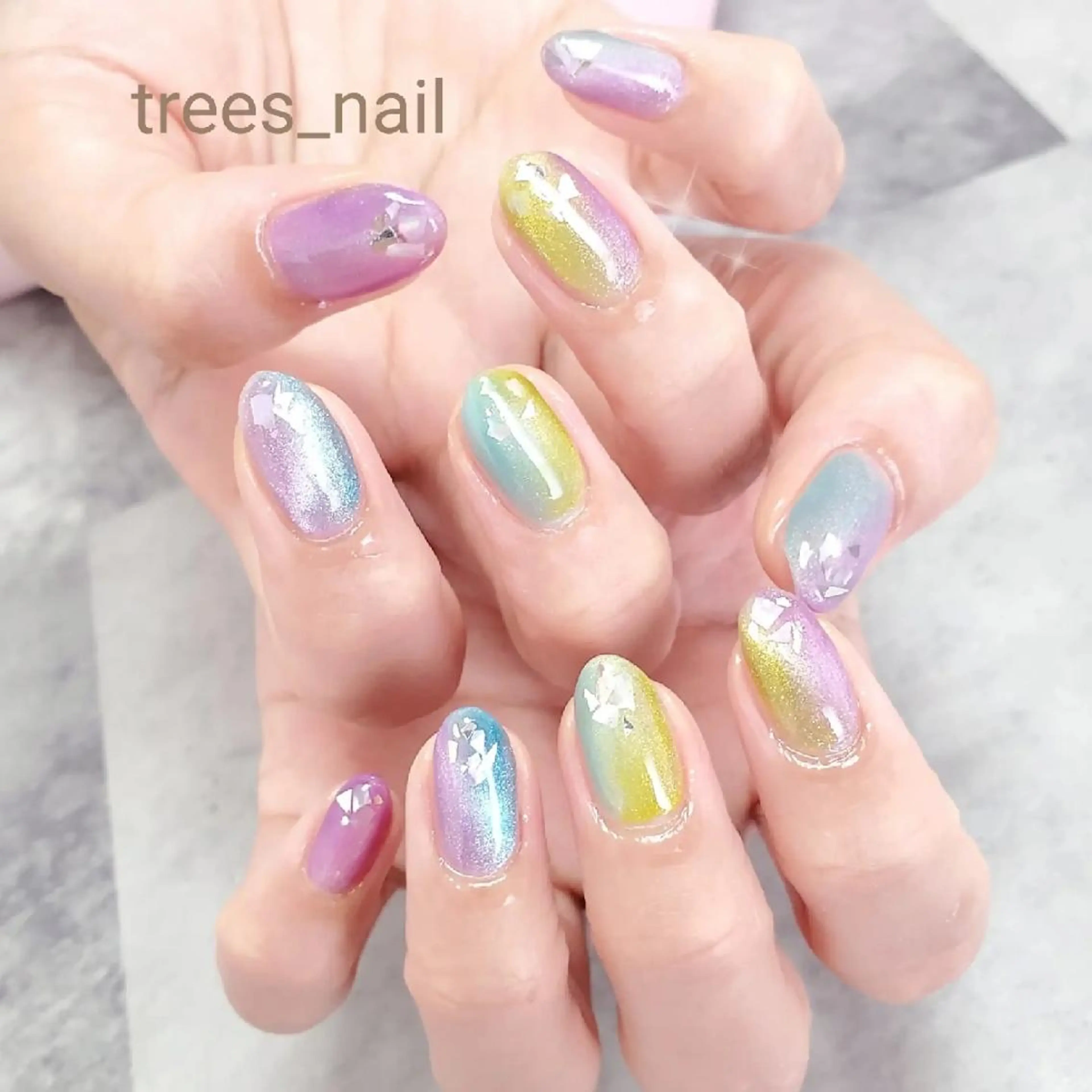 ネイル マグネットネイル 夏ネイル ハンドネイル フットネイル trees_ nailのネイルデザイン