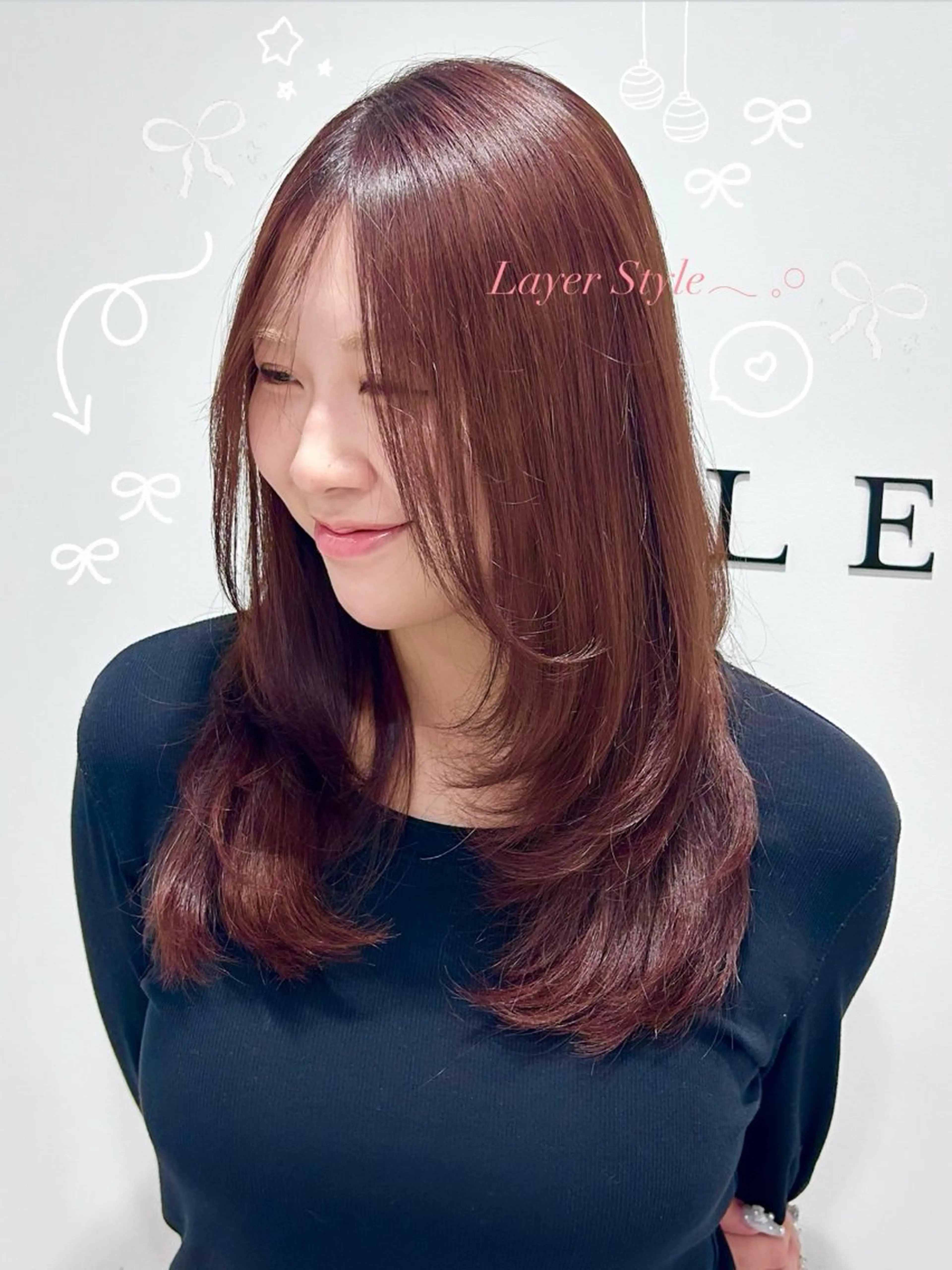 セミロング 顔まわりレイヤー 顔周りカット レイヤーカット ヘアセット/暖色 /レイヤー 山田寛菜のヘアスタイル