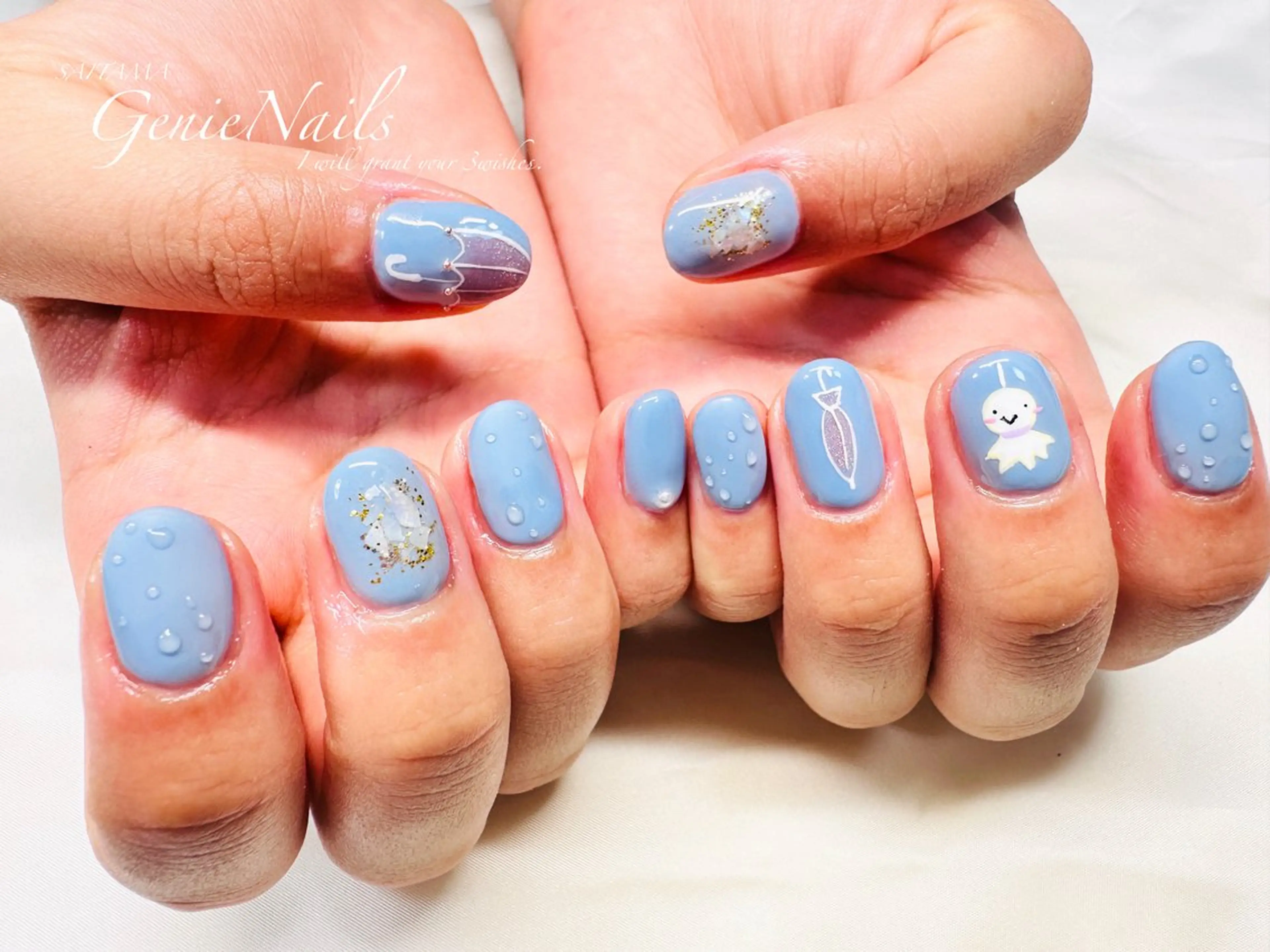 メンズ ネイル アートネイル 長さ出し ロングネイル 持ち込み 春ネイル Genie Nailsのネイルデザイン