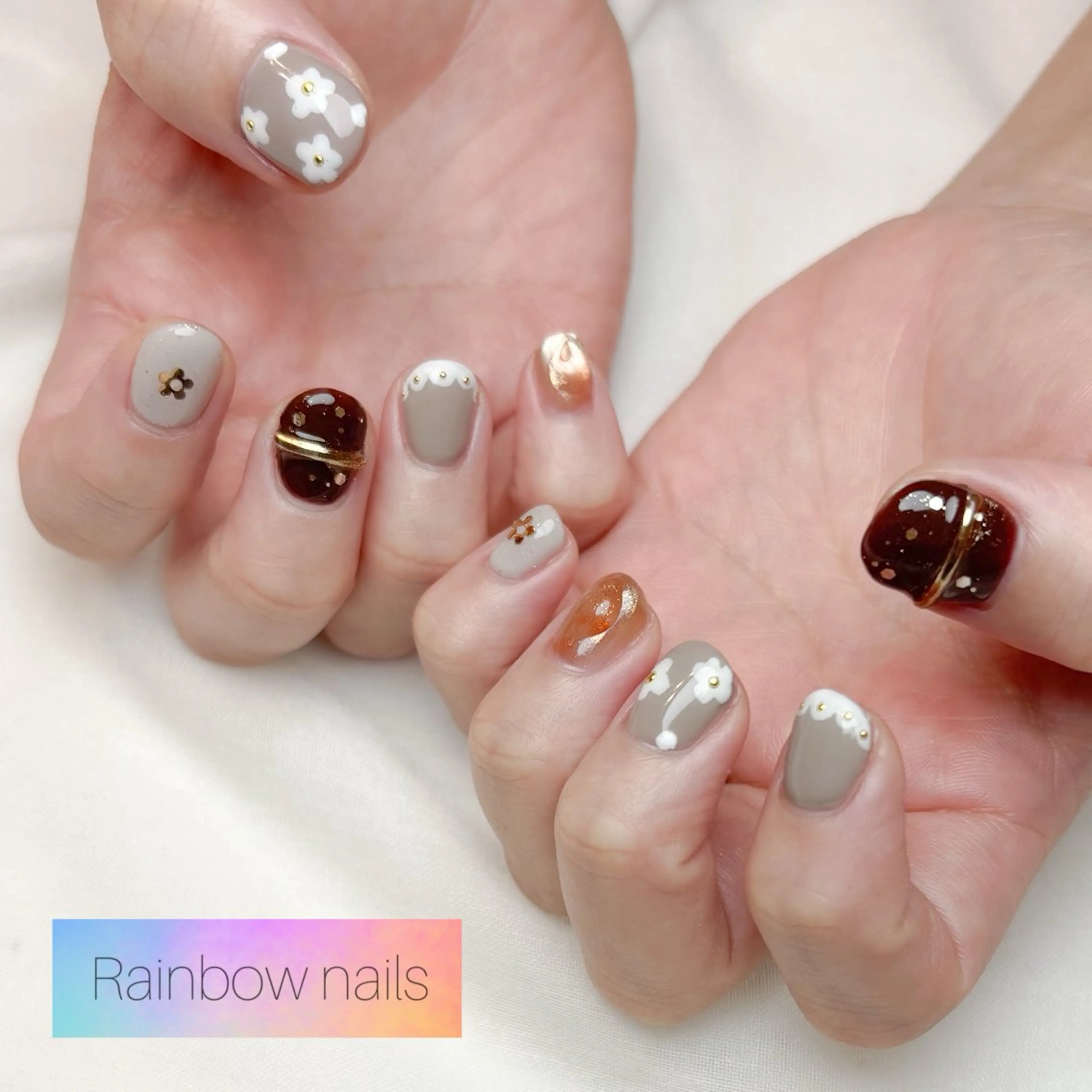 ネイル ハンドネイル Rainbow nailsくろちゃんのネイルデザイン